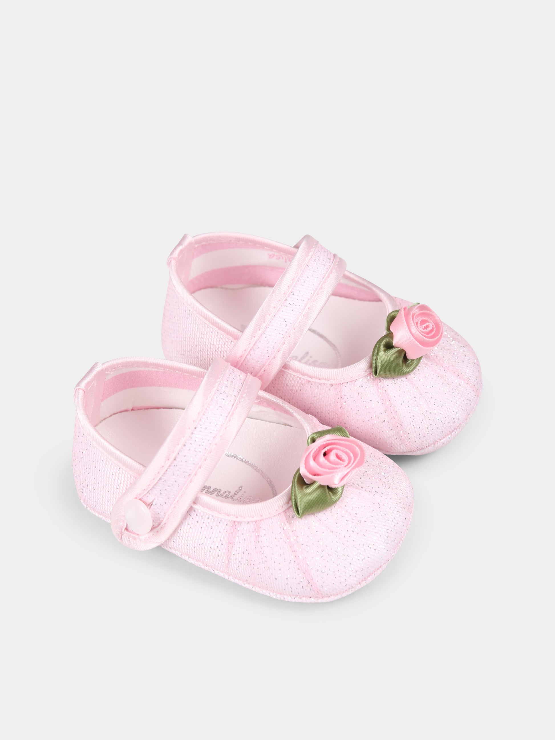 Ballerine rosa per neonata con rosa,Monnalisa,39E002 5907 9075