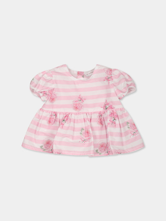 Top rosa per neonata con rose,Monnalisa,31E300 5650 9990