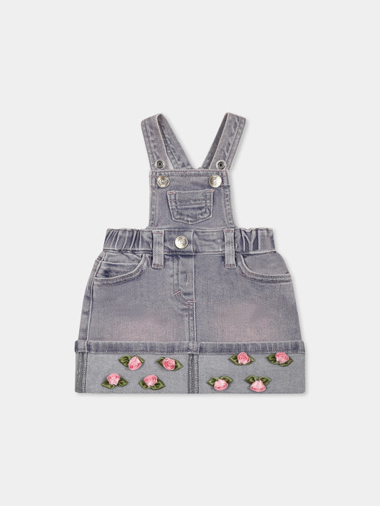 Jean denim pour bébé fille avec roses