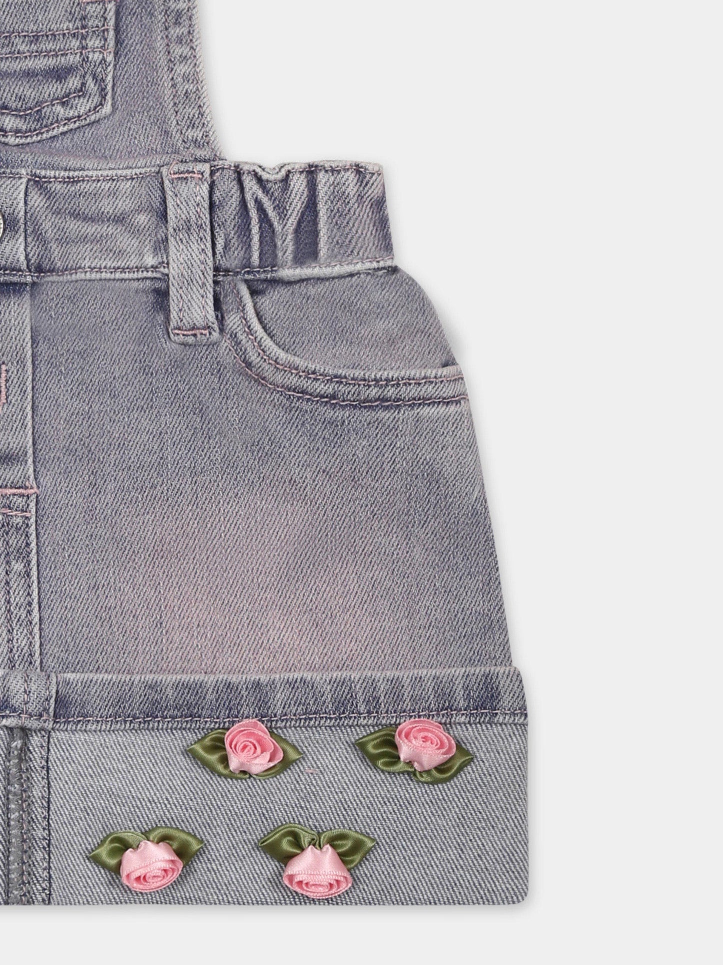 Jean denim pour bébé fille avec roses