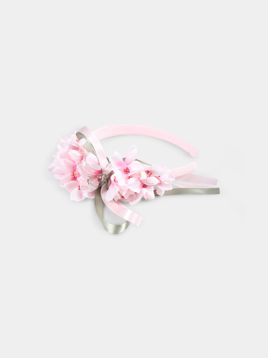 Bandeau rose pour fille avec fleurs