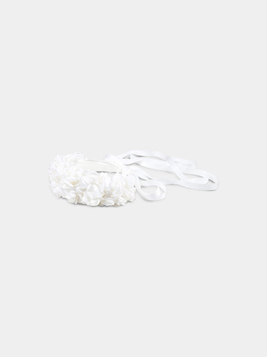 Bandeau blanc pour fille avec fleurs
