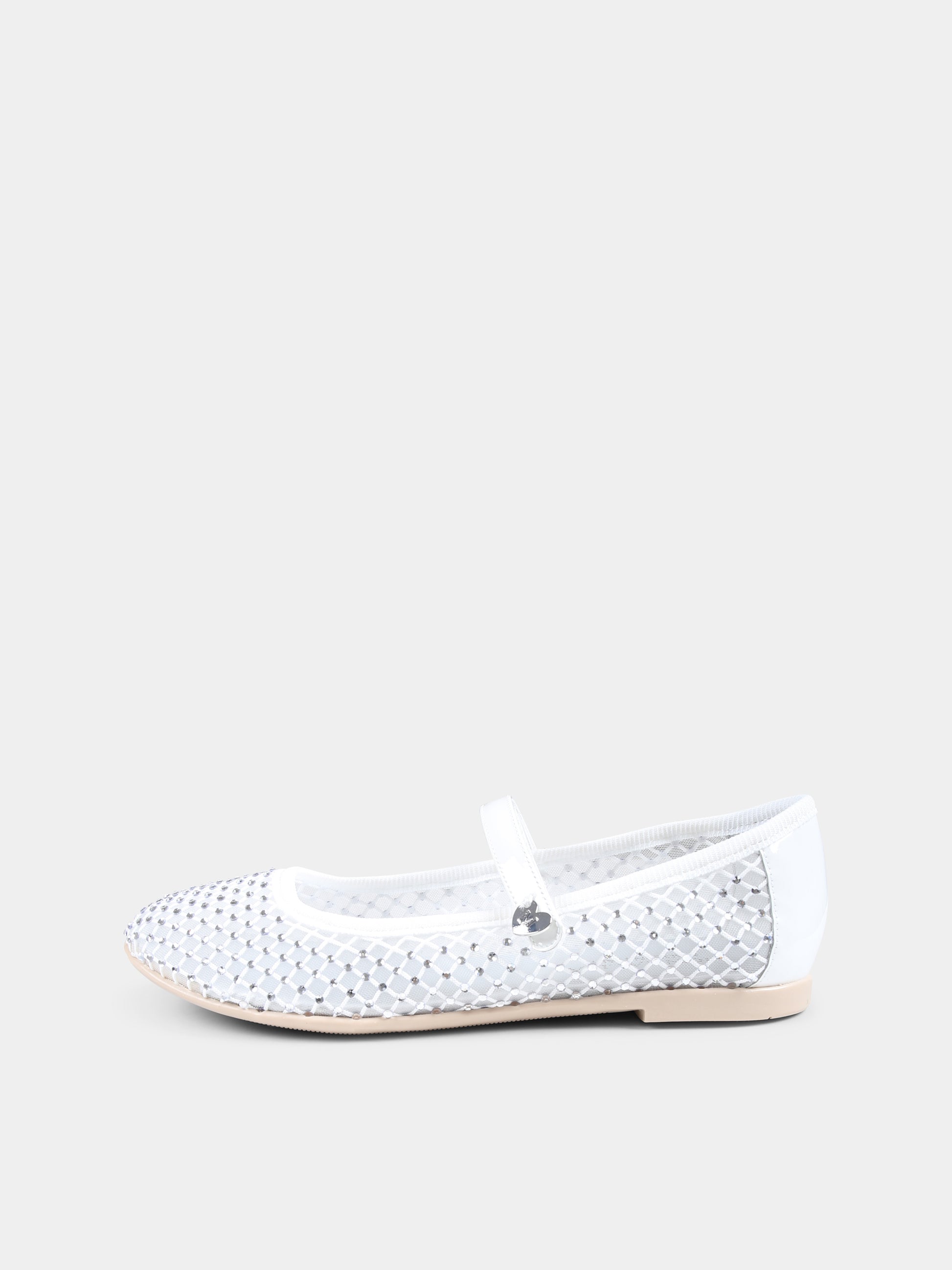 Ballerine bianche per bambina con strass,Monnalisa,87E003 5724 0001