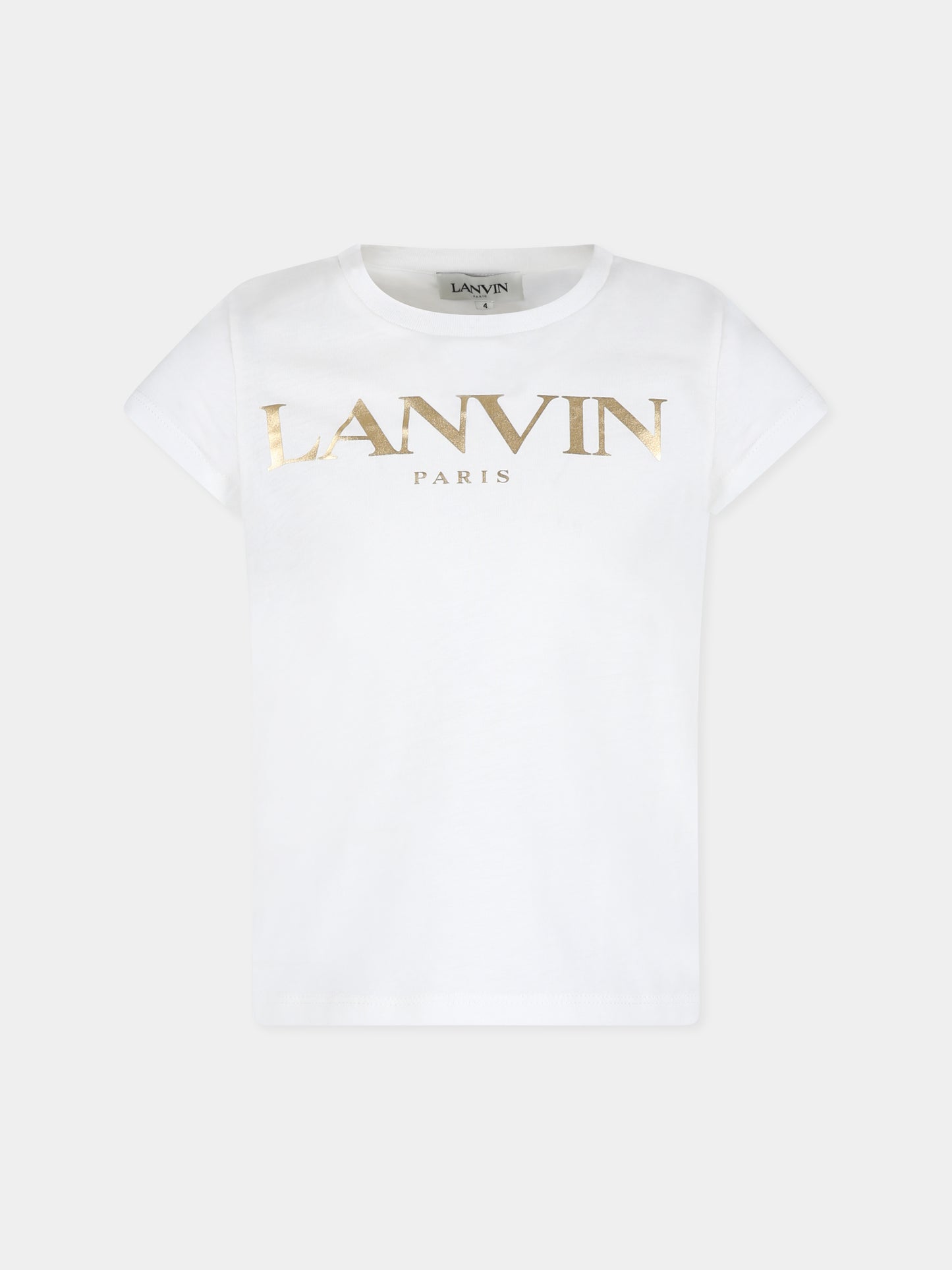 T-shirt bianca per bambina con logo,Lanvin Petite,N15107 117