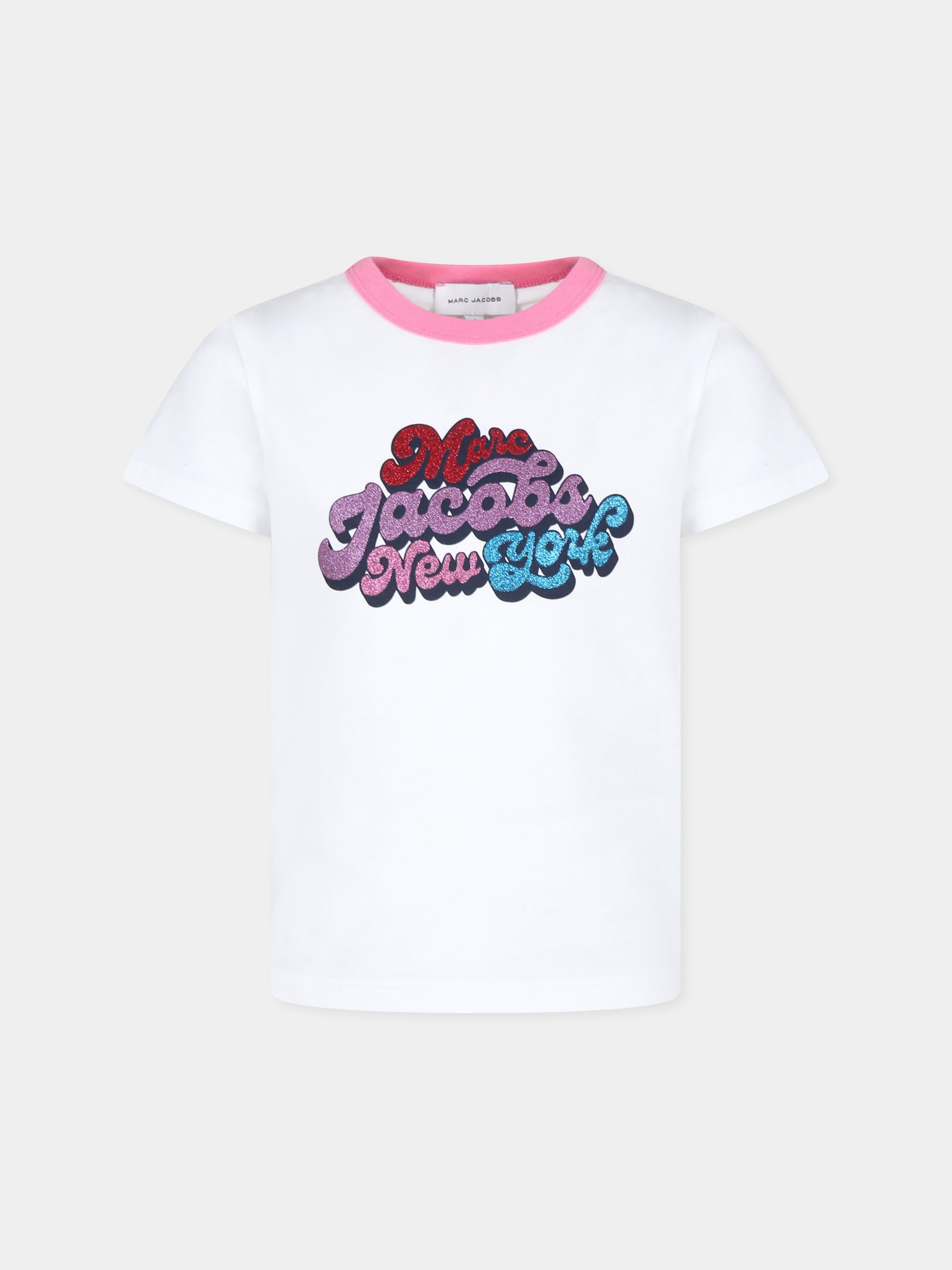 T-shirt bianca per bambina con logo,Marc Jacobs,W15669 10P