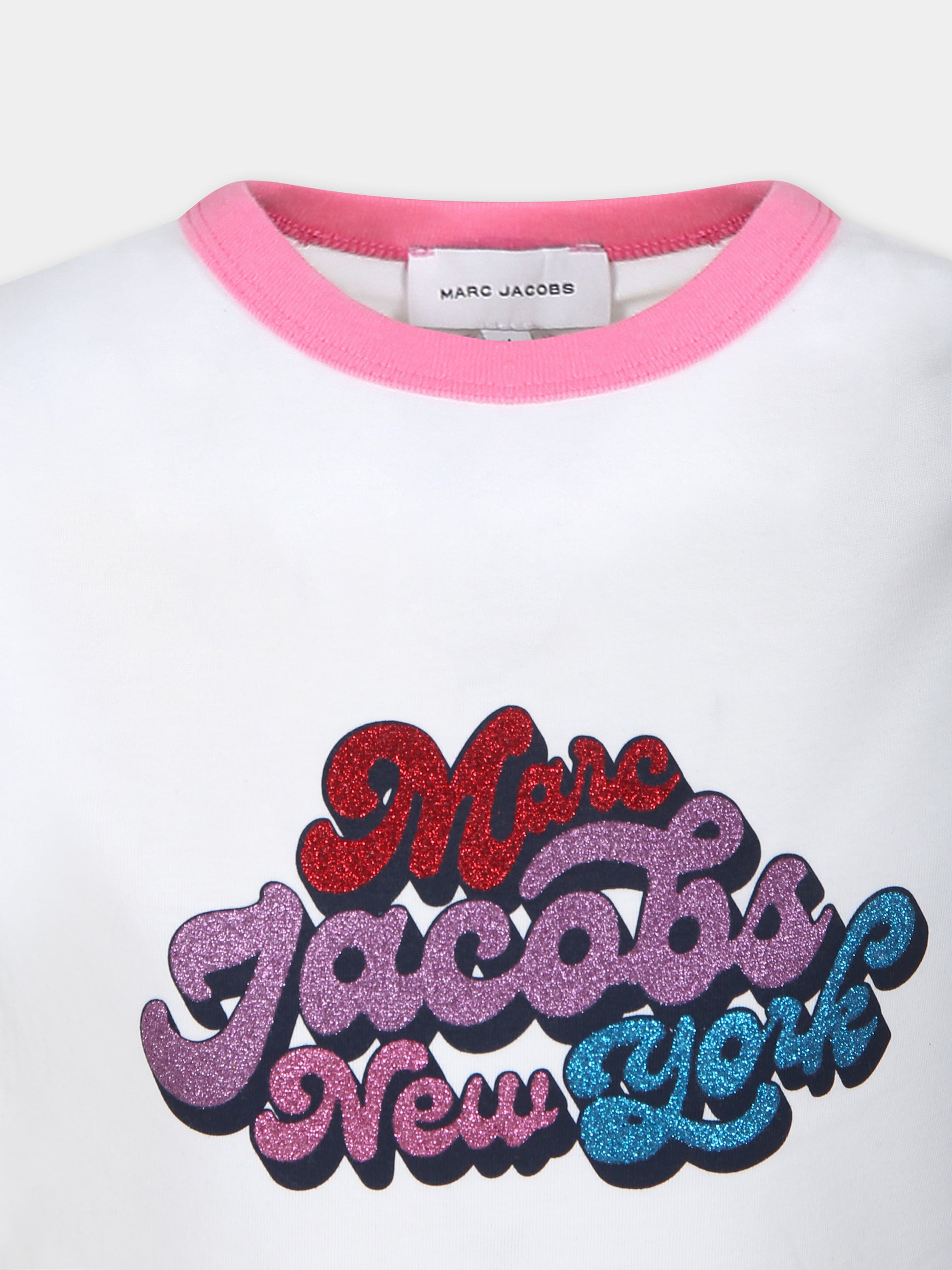 T-shirt bianca per bambina con logo,Marc Jacobs,W15669 10P