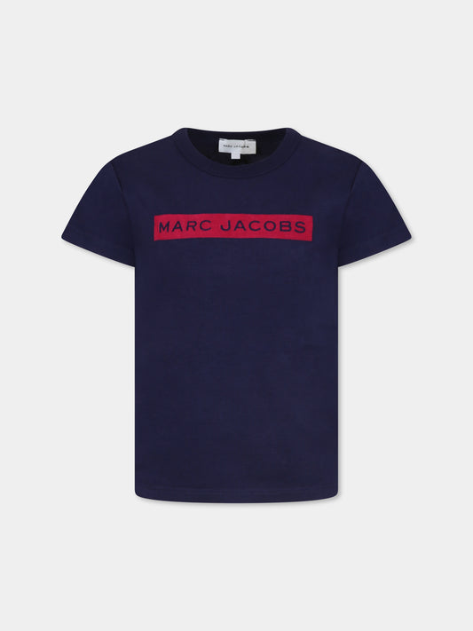 T-shirt blu per bambina con logo,Marc Jacobs,W15679 85T