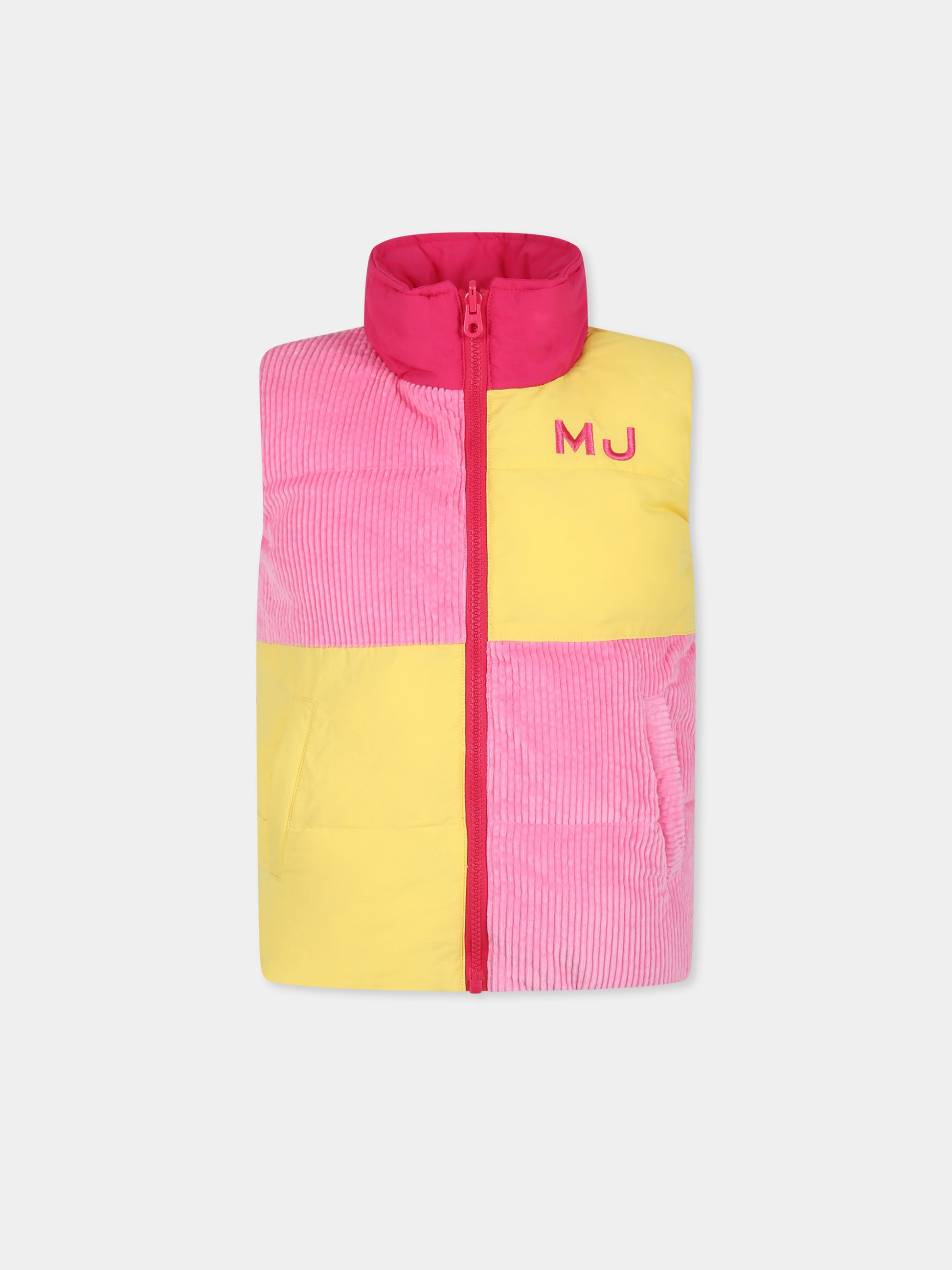 Gilet reversibile rosa per bambina con logo,Marc Jacobs,W16157 494