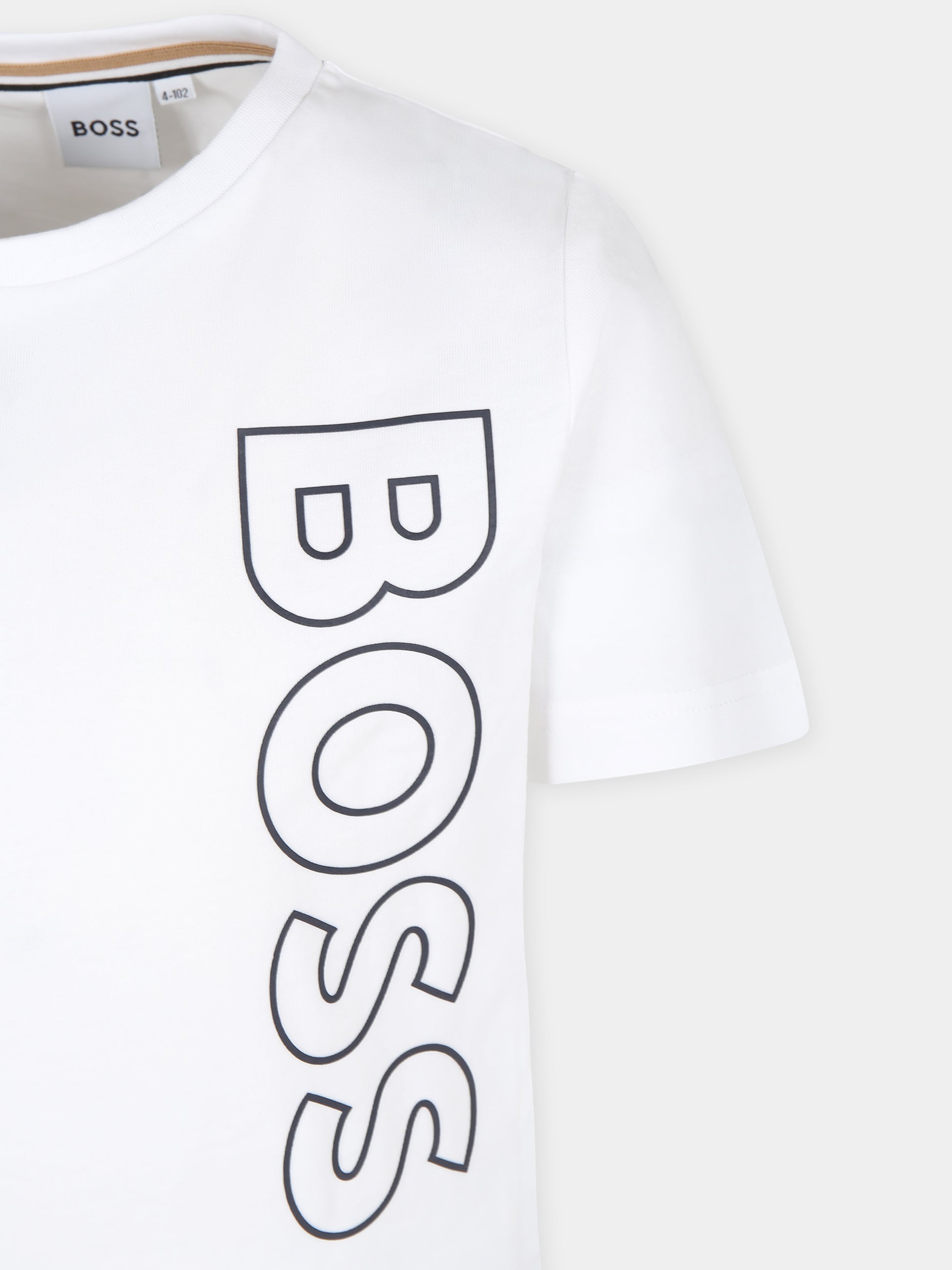 T-shirt bianca per bambino con logo,Boss,J25O66 10P