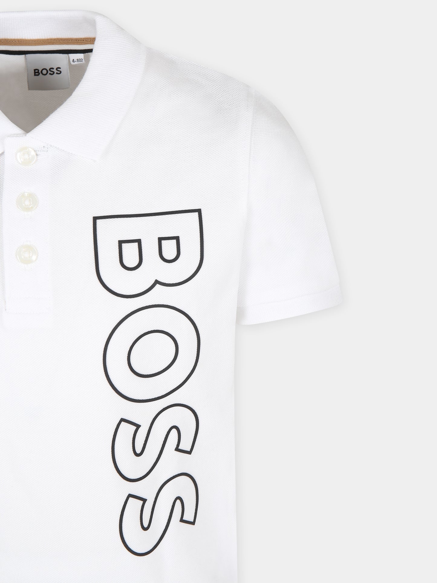 Polo bianca per bambino con logo,Boss,J25O98 10P