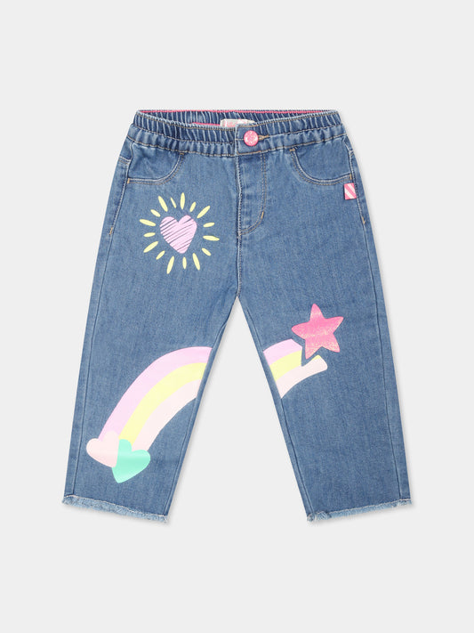 Jeans blu per neonata con arcobaleno,Billieblush,U04271 Z18