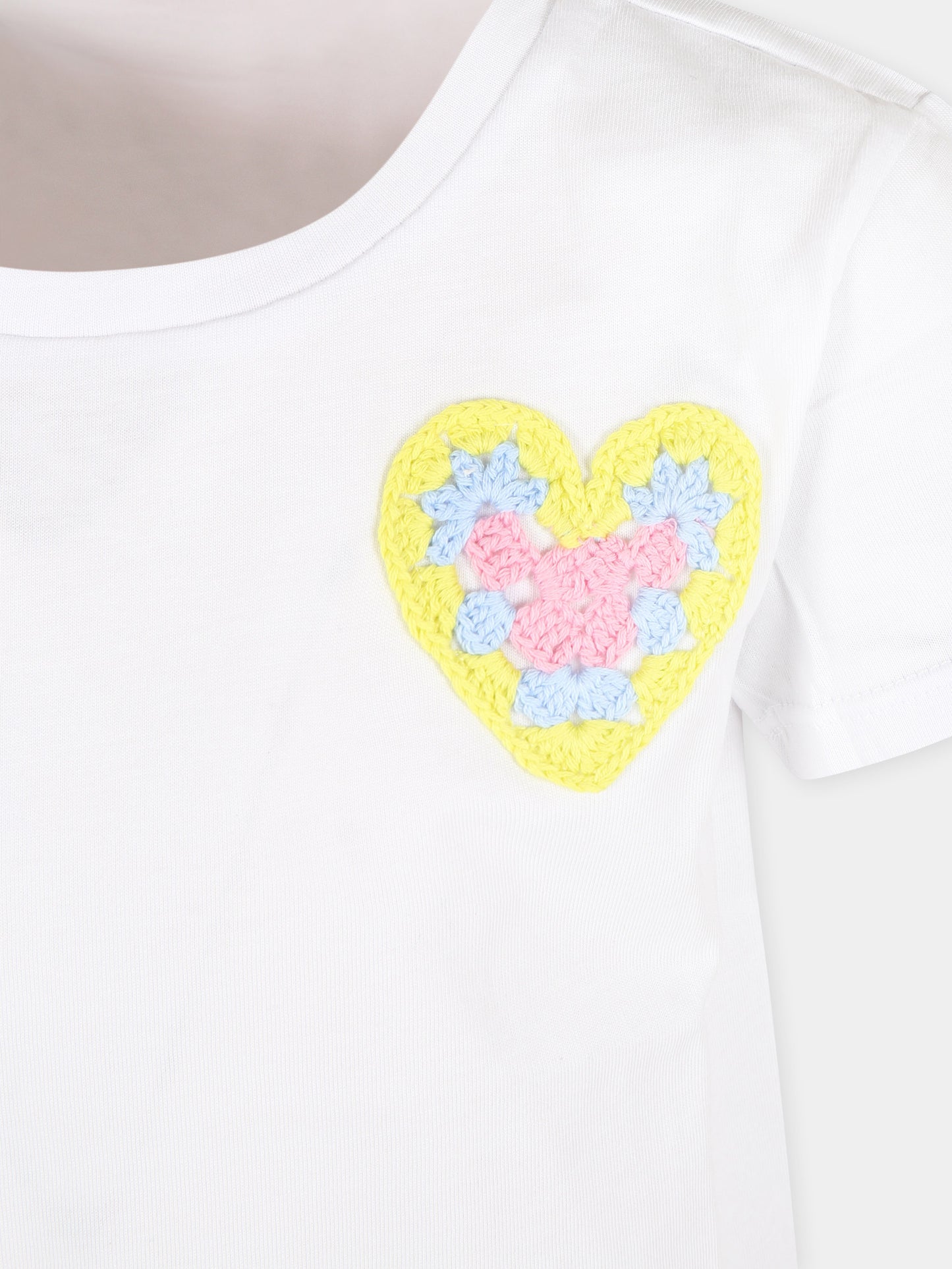 T-shirt bianca per bambina con cuore,Billieblush,U15B49 10P