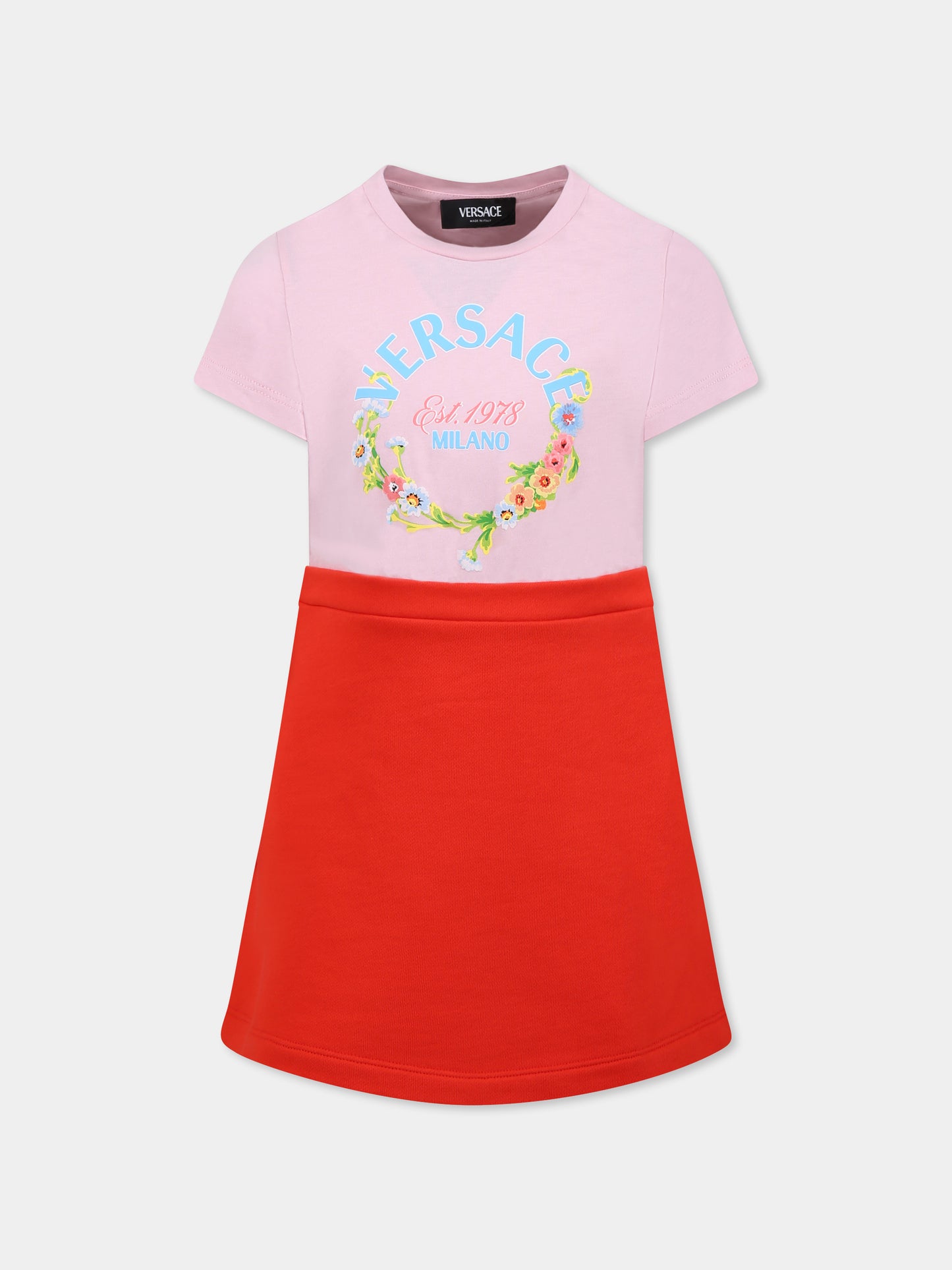 Robe multicolore pour fille avec logo