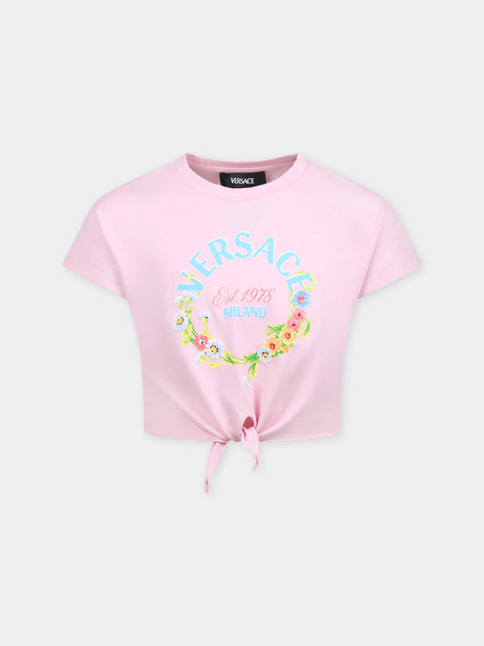 T-shirt rose pour fille avec logo