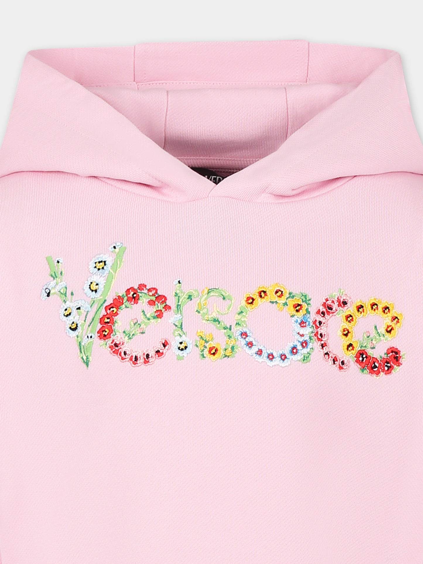 Sweat-shirt crop rose pour fille avec logo