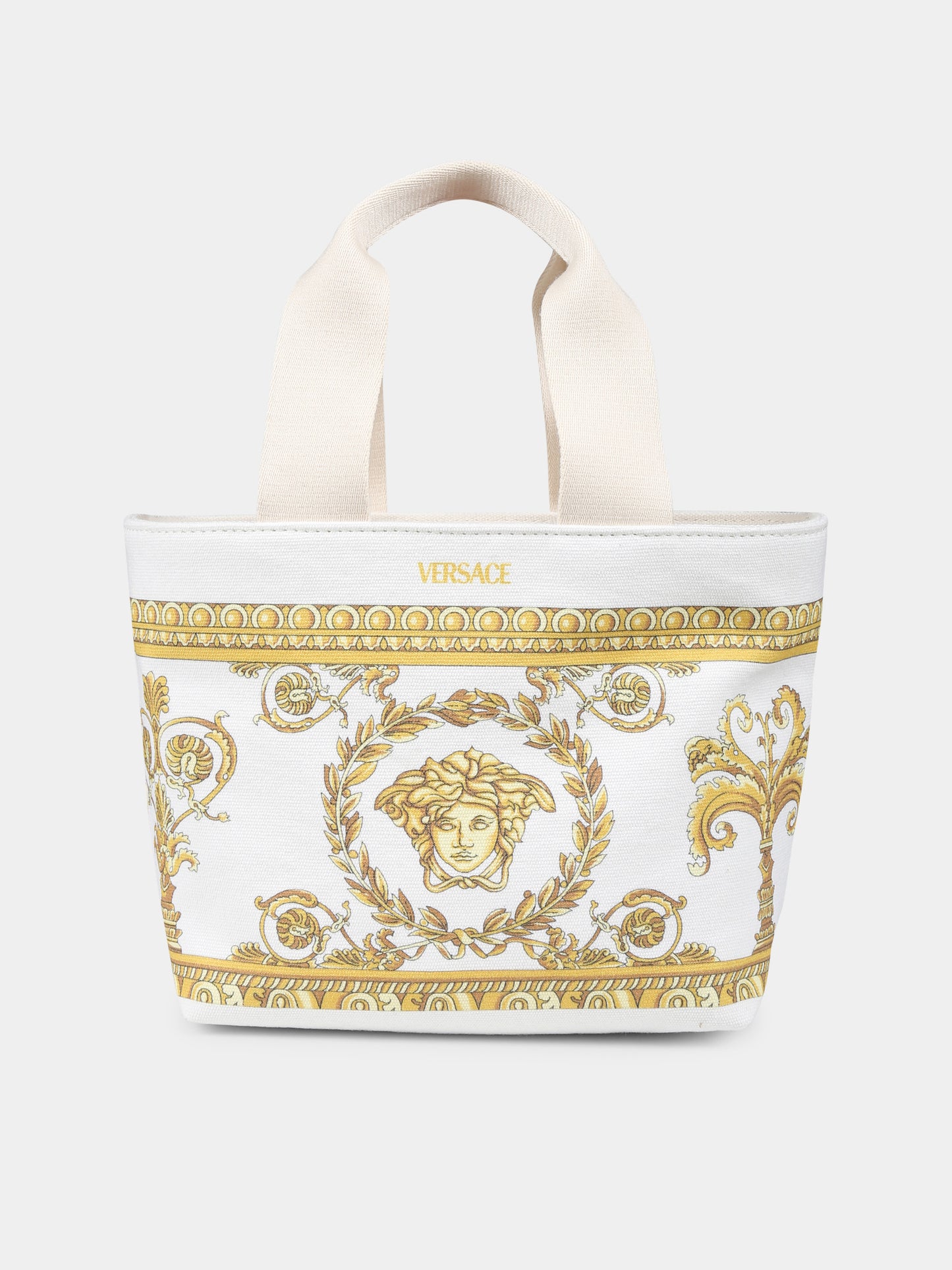 Borsa bianca per bambina con logo e Medusa,Versace,1018044 1A12893 2KO50