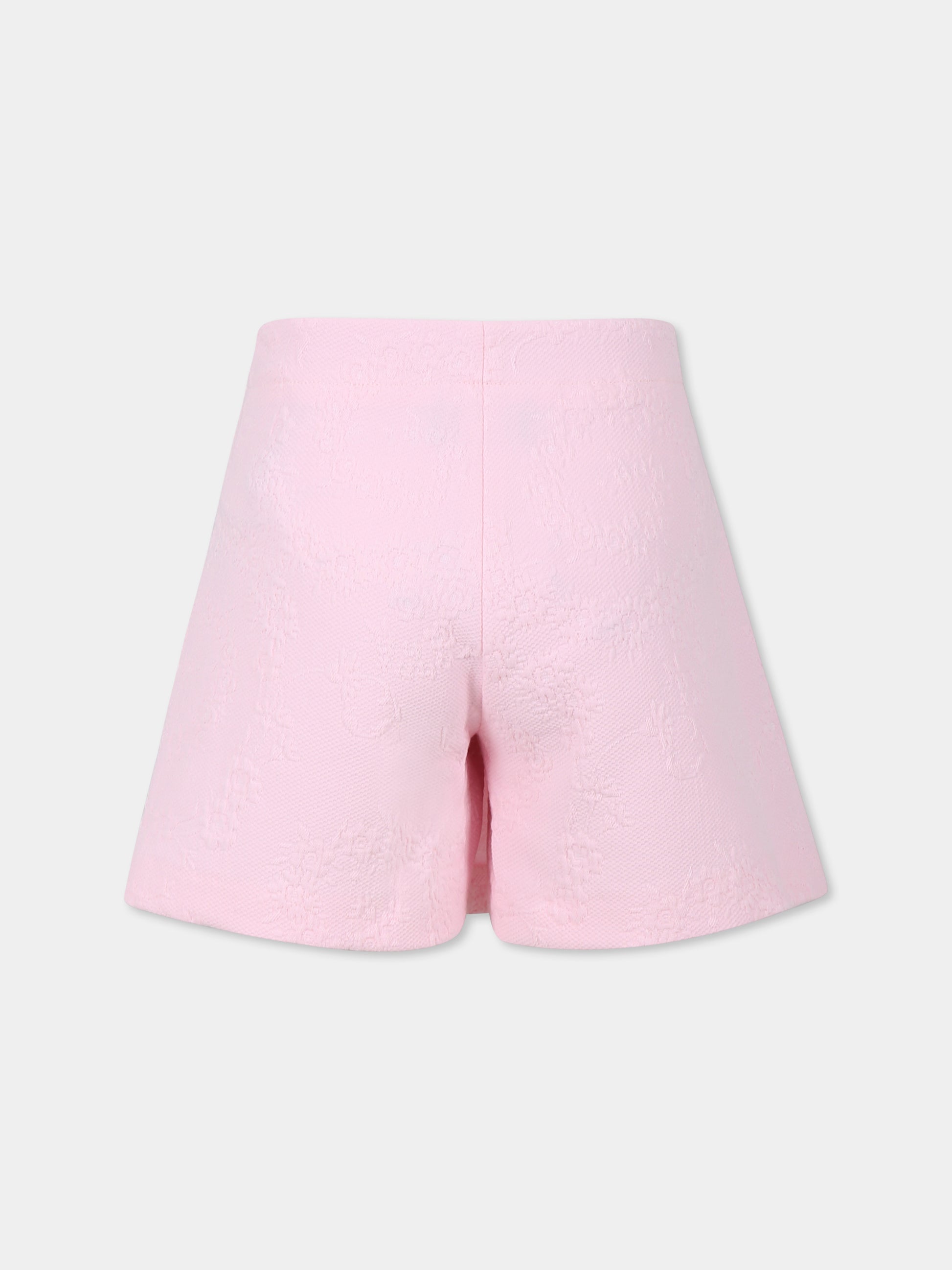 Shorts rosa per bambina con vortici floreali,Versace,1018120 1A13174 1PS10