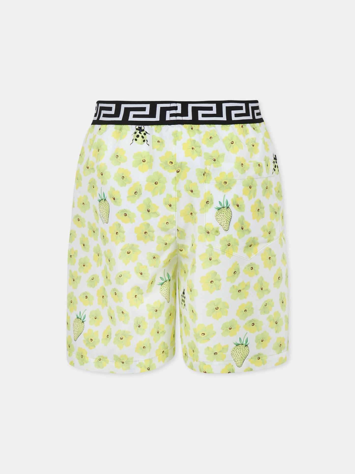 Short de bain jaune pour garçon avec imprimé floral