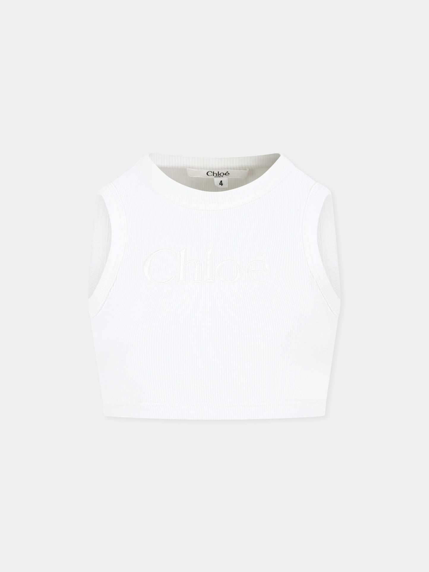 Top court blanc pour fille avec logo