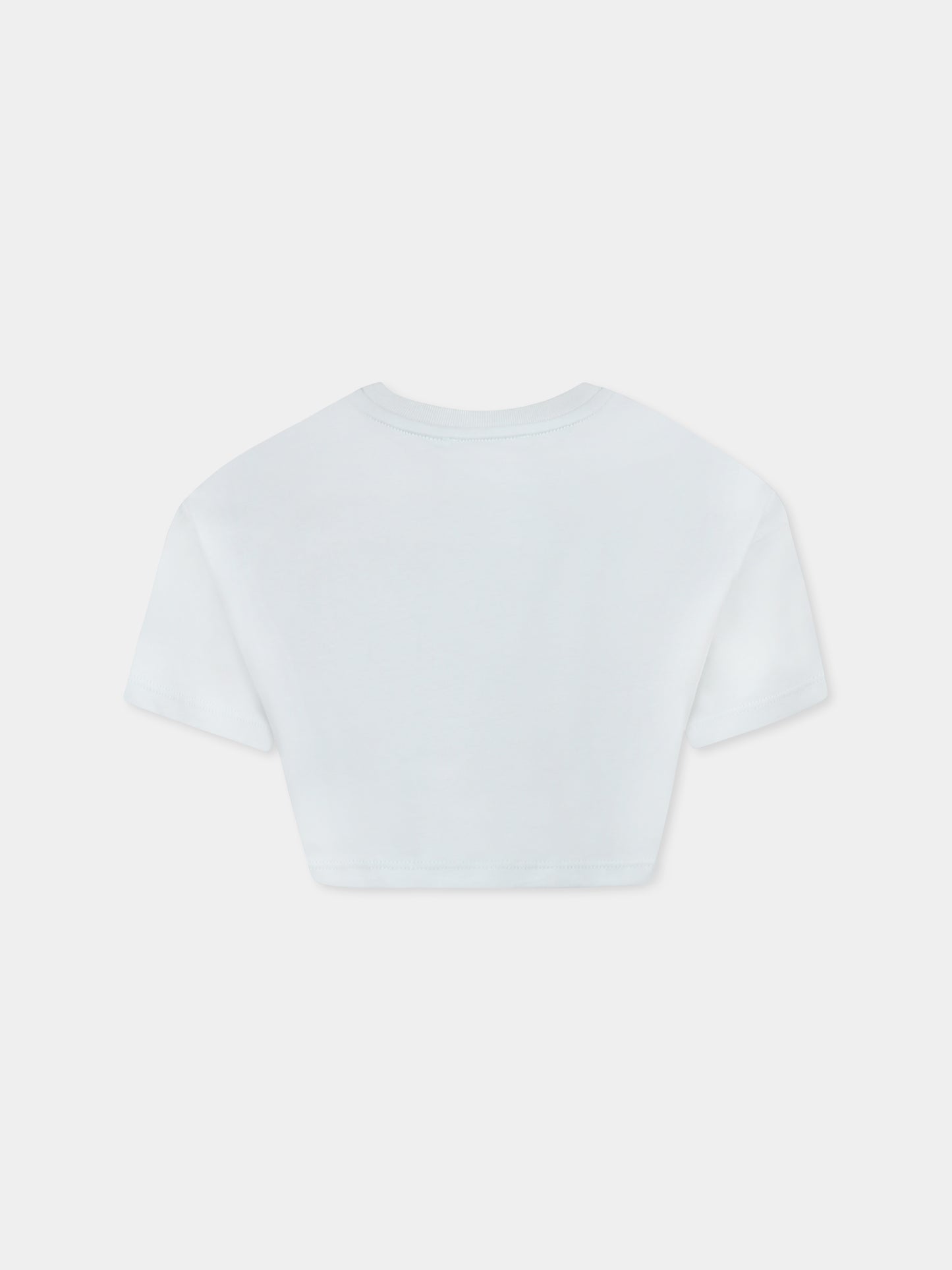 T-shirt crop vert pour fille avec logo blanc