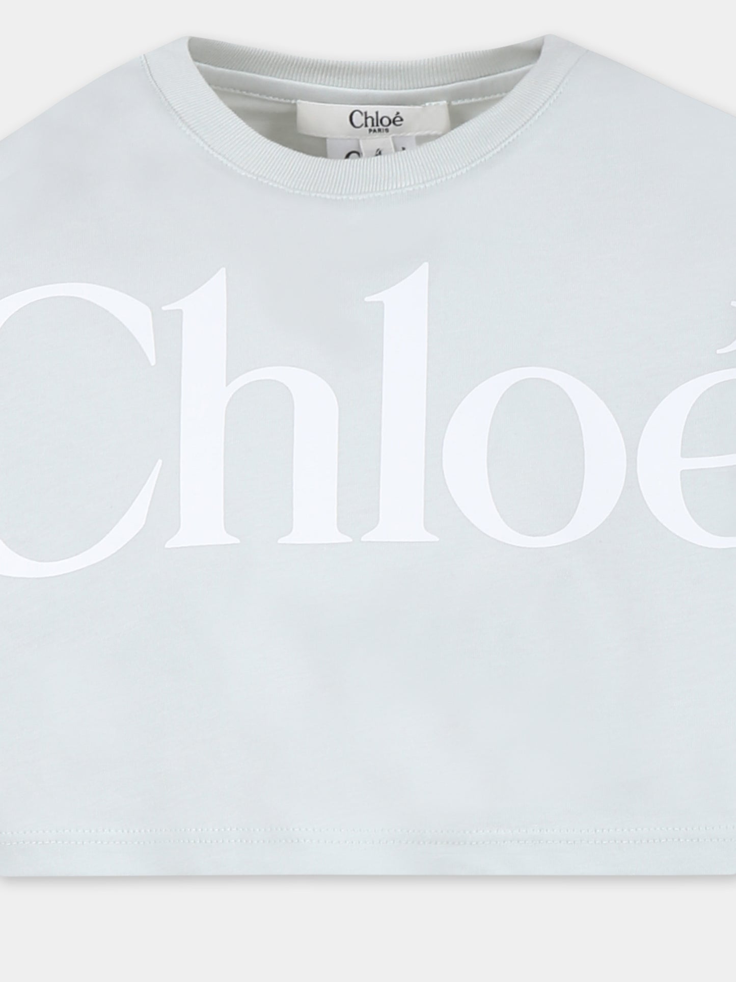 T-shirt crop vert pour fille avec logo blanc