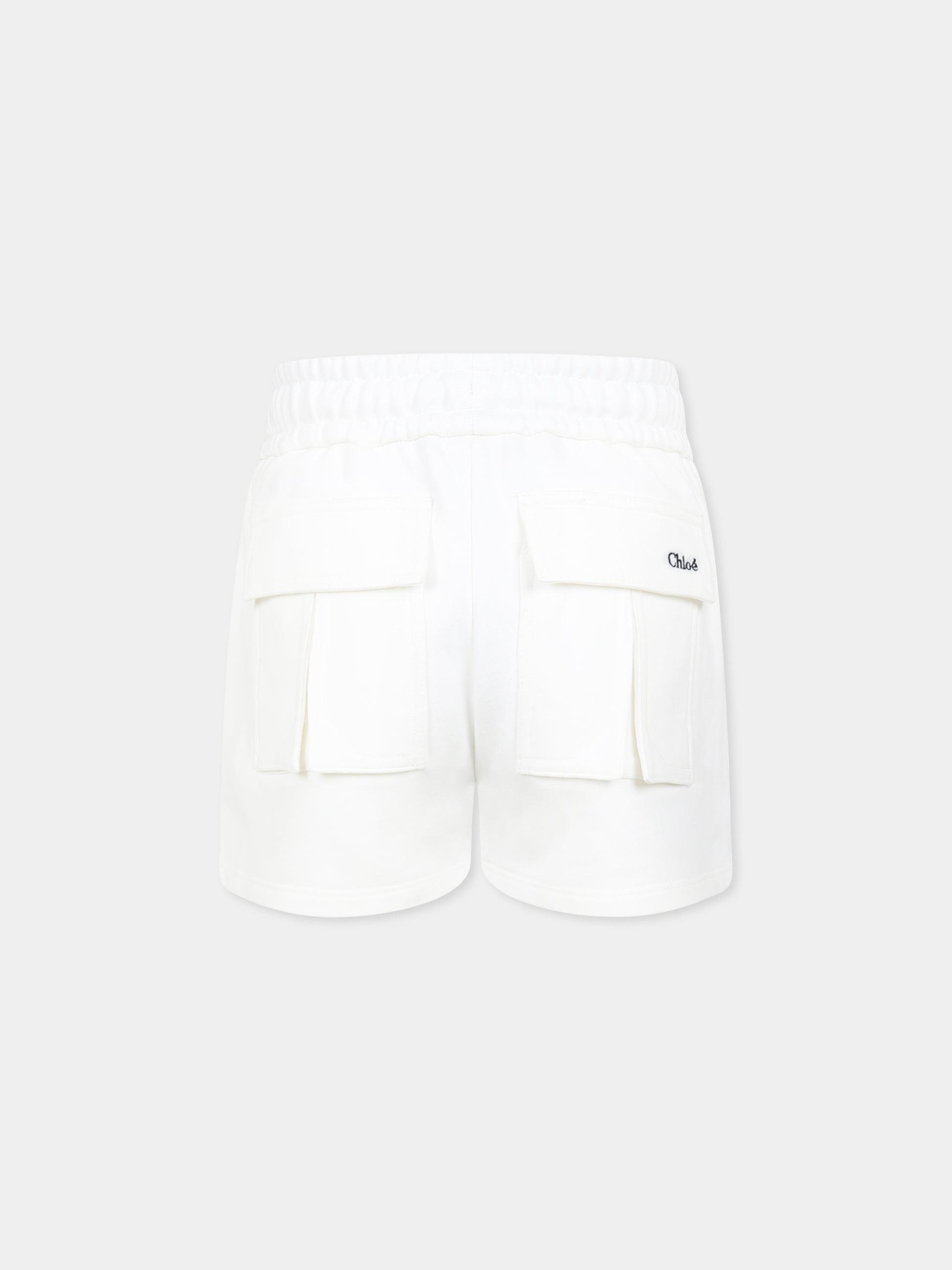 Shorts bianchi per bambina con logo,Chloé Kids,C20464 117