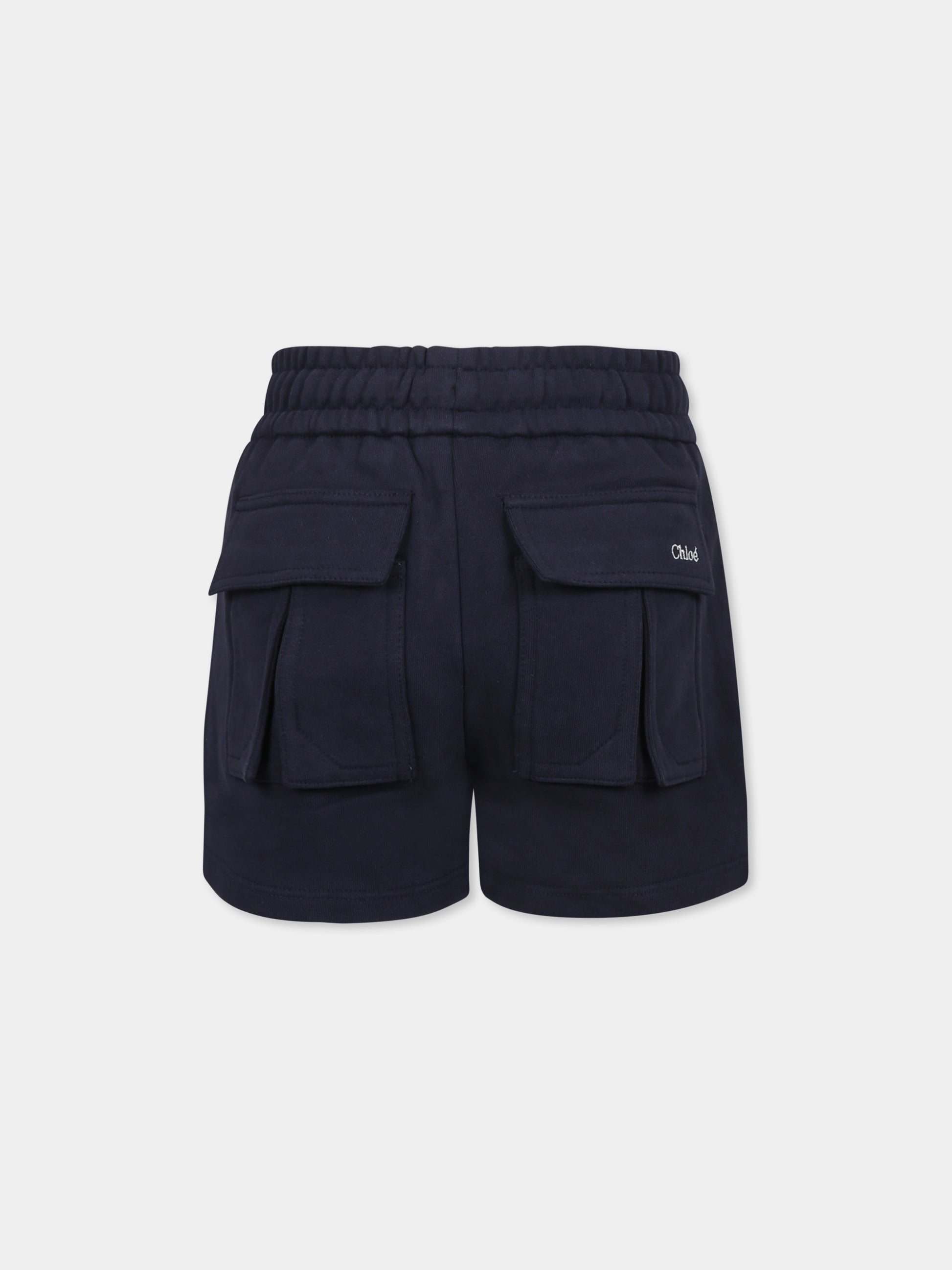 Shorts blu per bambina con logo,Chloé Kids,C20464 859