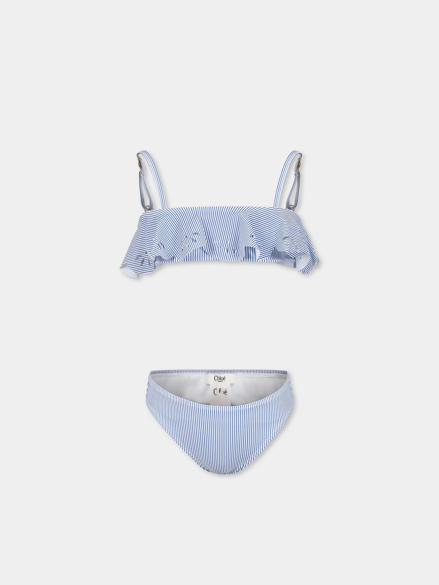 Bikini blu per bambina con logo,Chloé Kids,C20505 N48
