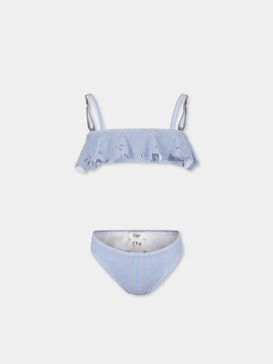 Bikini blu per bambina con logo,Chloé Kids,C20505 N48
