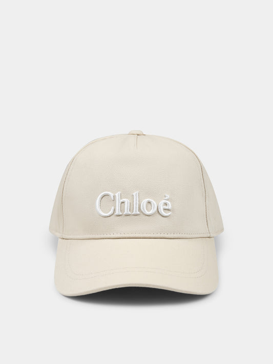 Cappello beige per bambina con logo,Chloé Kids,C20429 281