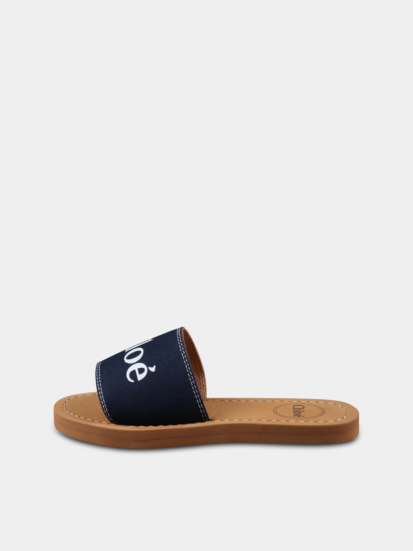 Ciabatte blu per bambina con logo,Chloé Kids,C20507 859