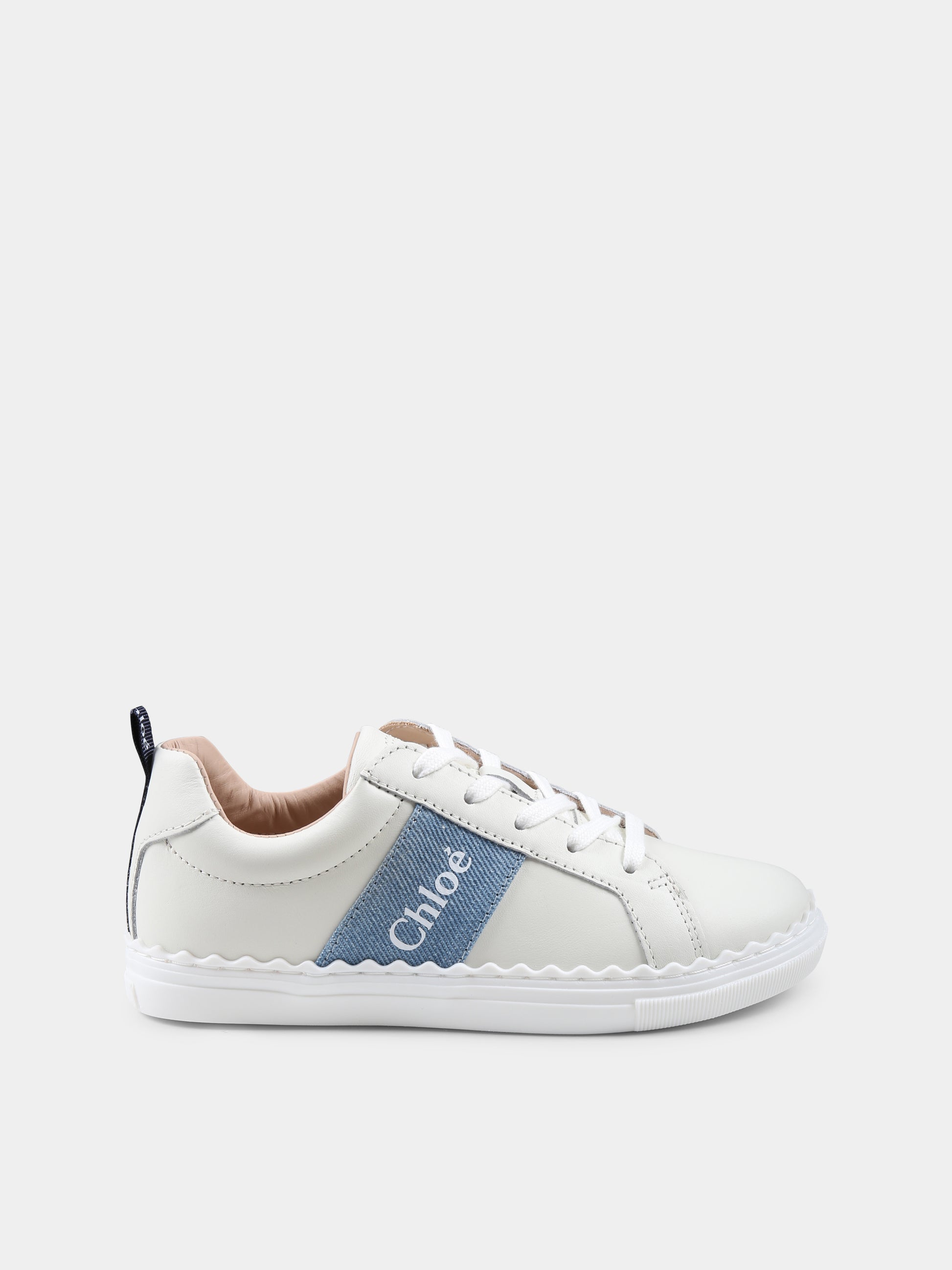 Sneakers avorio per bambina con logo,Chloé Kids,C20515 117