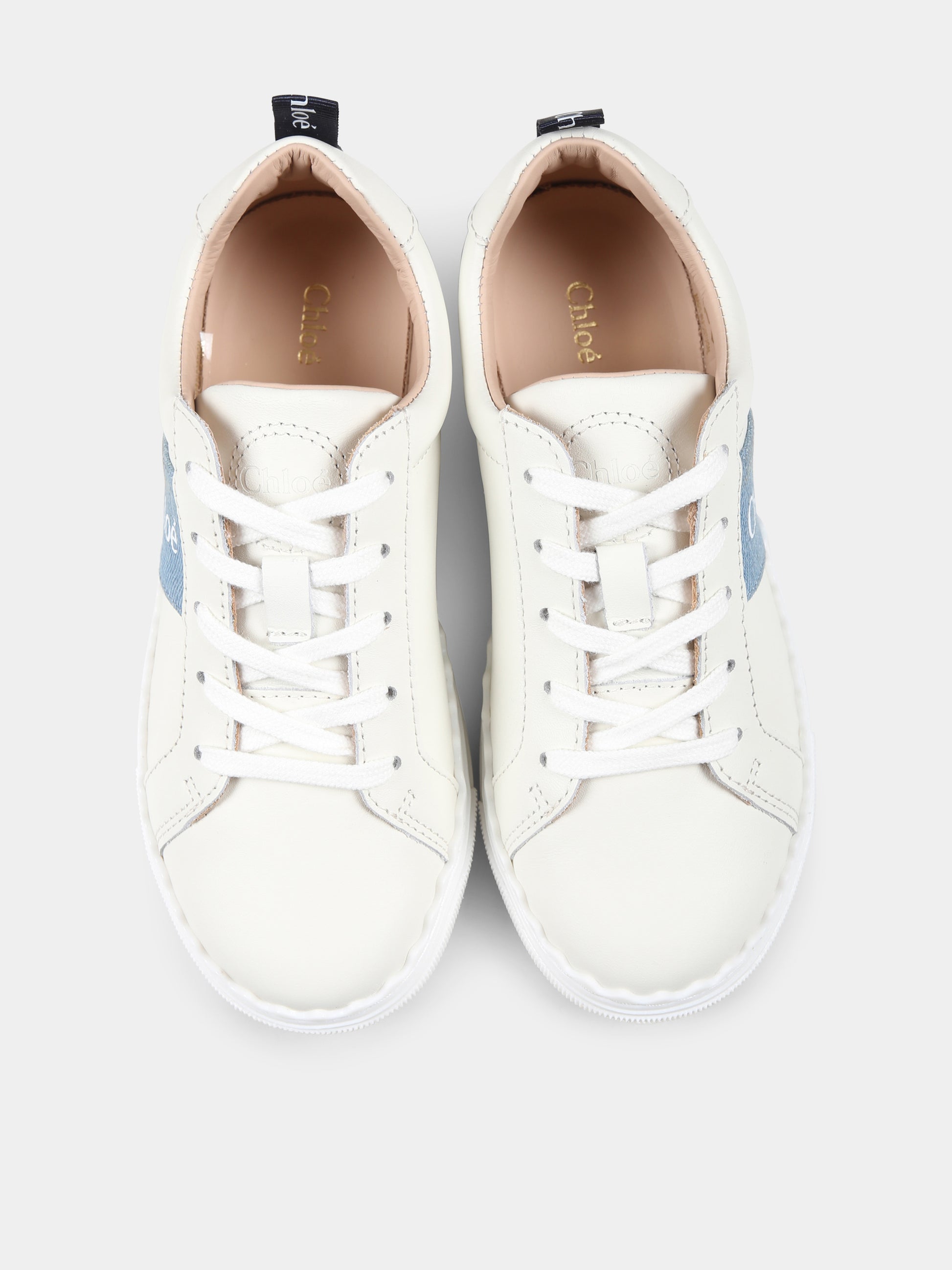 Sneakers avorio per bambina con logo,Chloé Kids,C20515 117