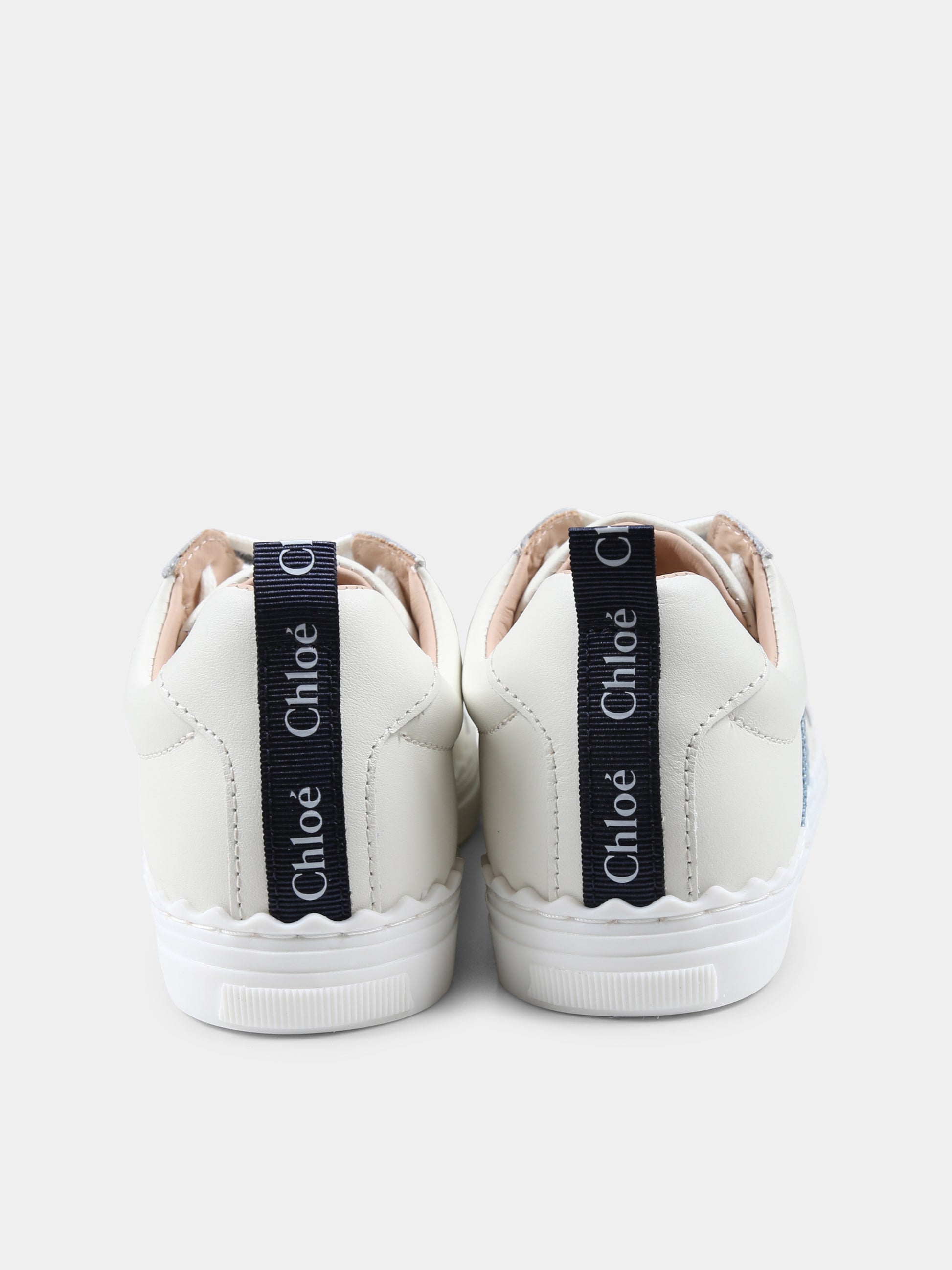 Sneakers avorio per bambina con logo,Chloé Kids,C20515 117