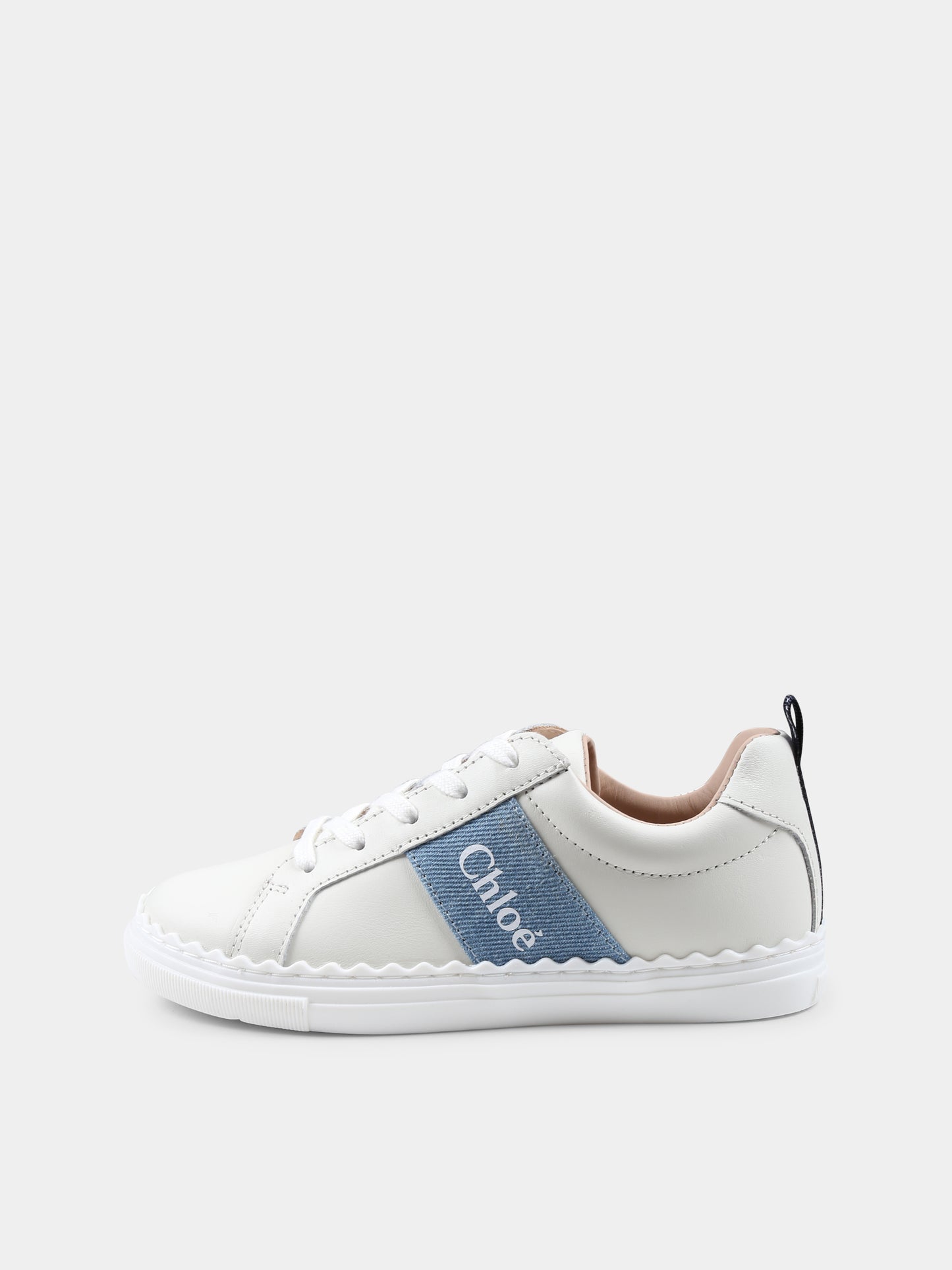 Sneakers avorio per bambina con logo,Chloé Kids,C20515 117