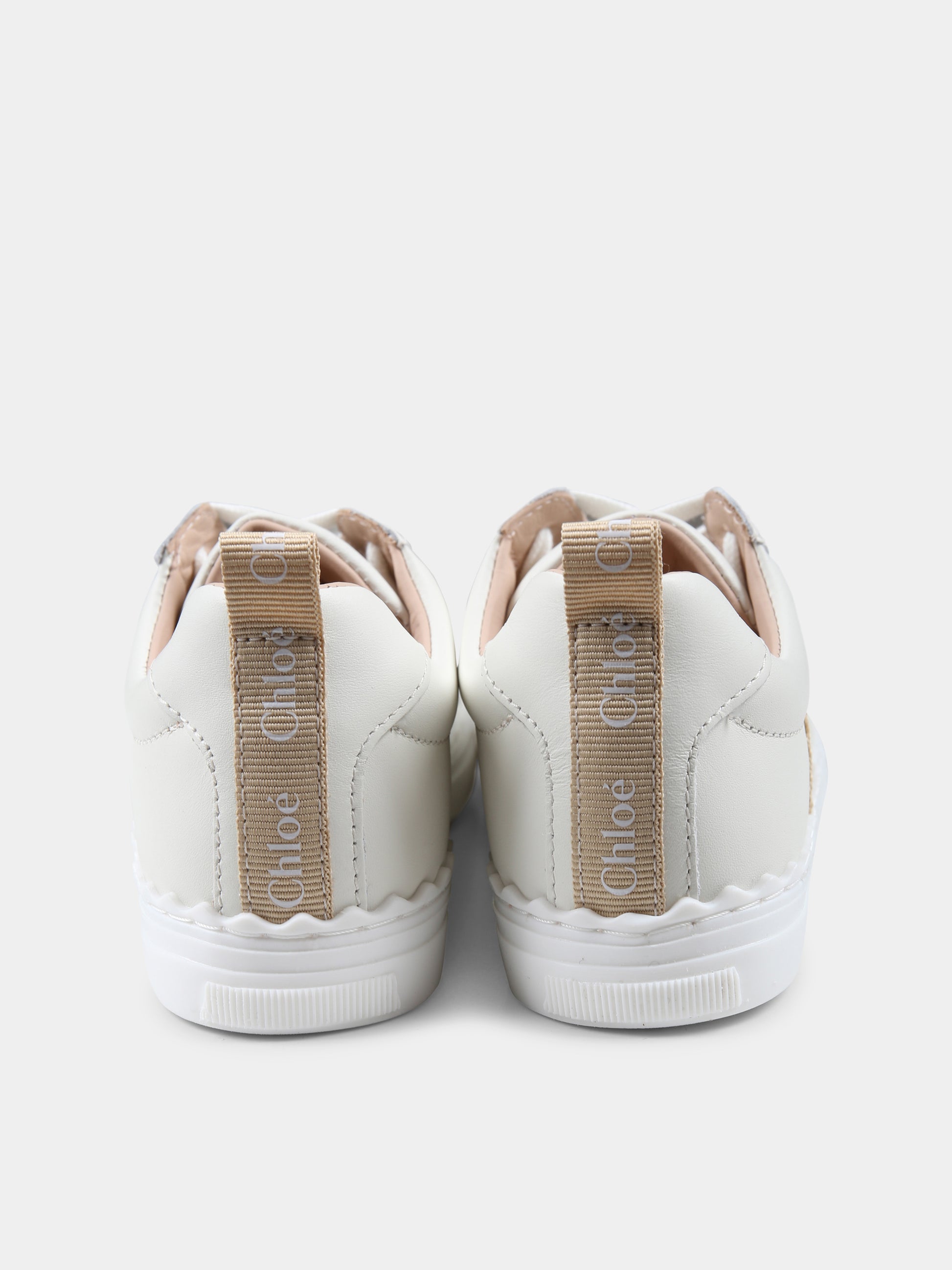 Sneakers avorio per bambina con logo,Chloé Kids,C20515 231