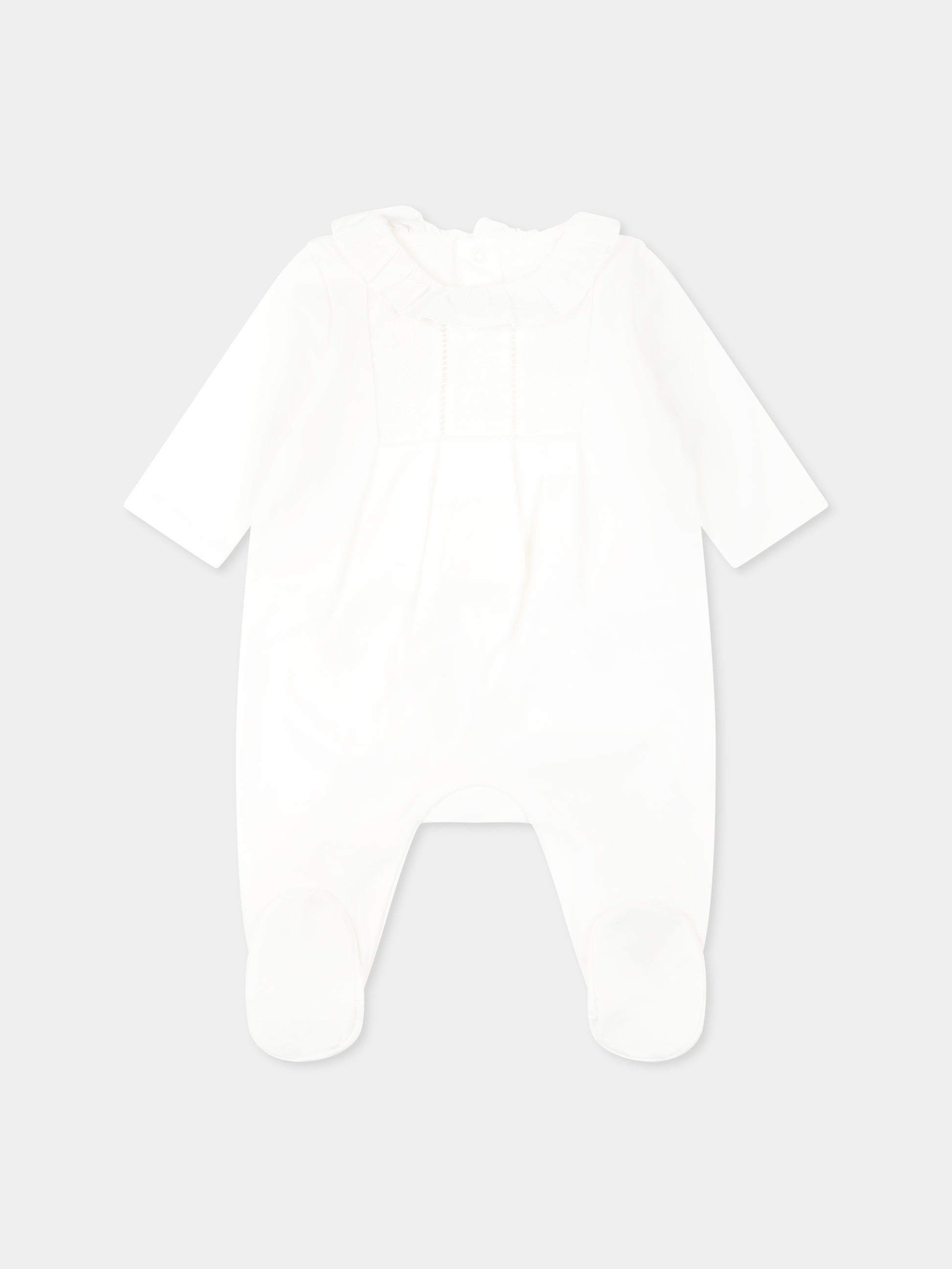 Set bianco per neonata con logo e fiori,Chloé Kids,C20408 117