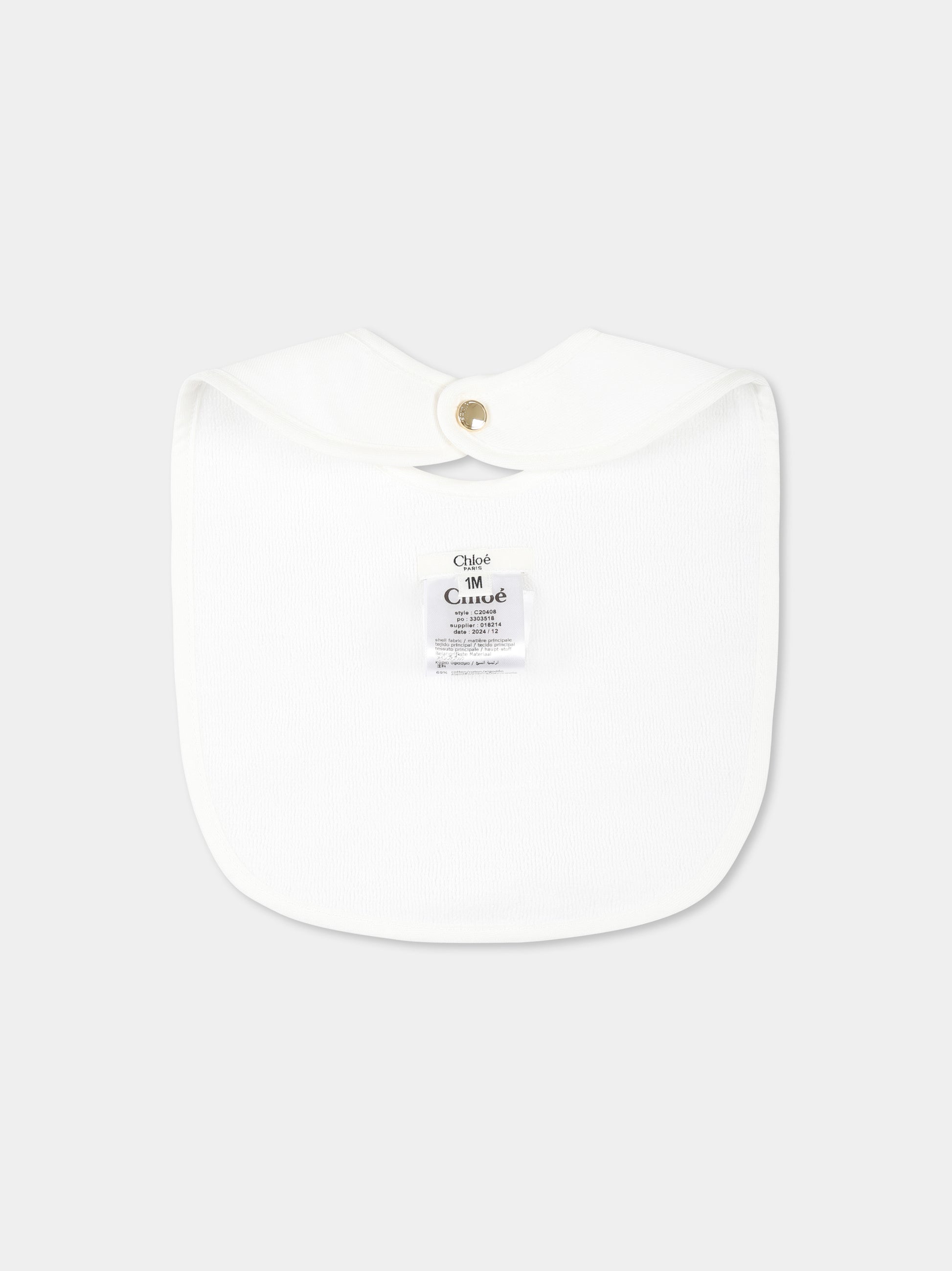 Set bianco per neonata con logo e fiori,Chloé Kids,C20408 117