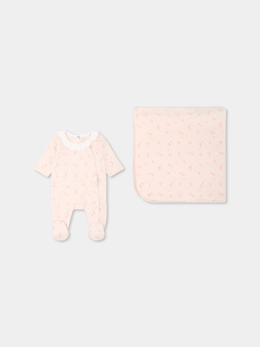 Set rosa per neonata con logo e unicori all over,Chloé Kids,C20410 Z40