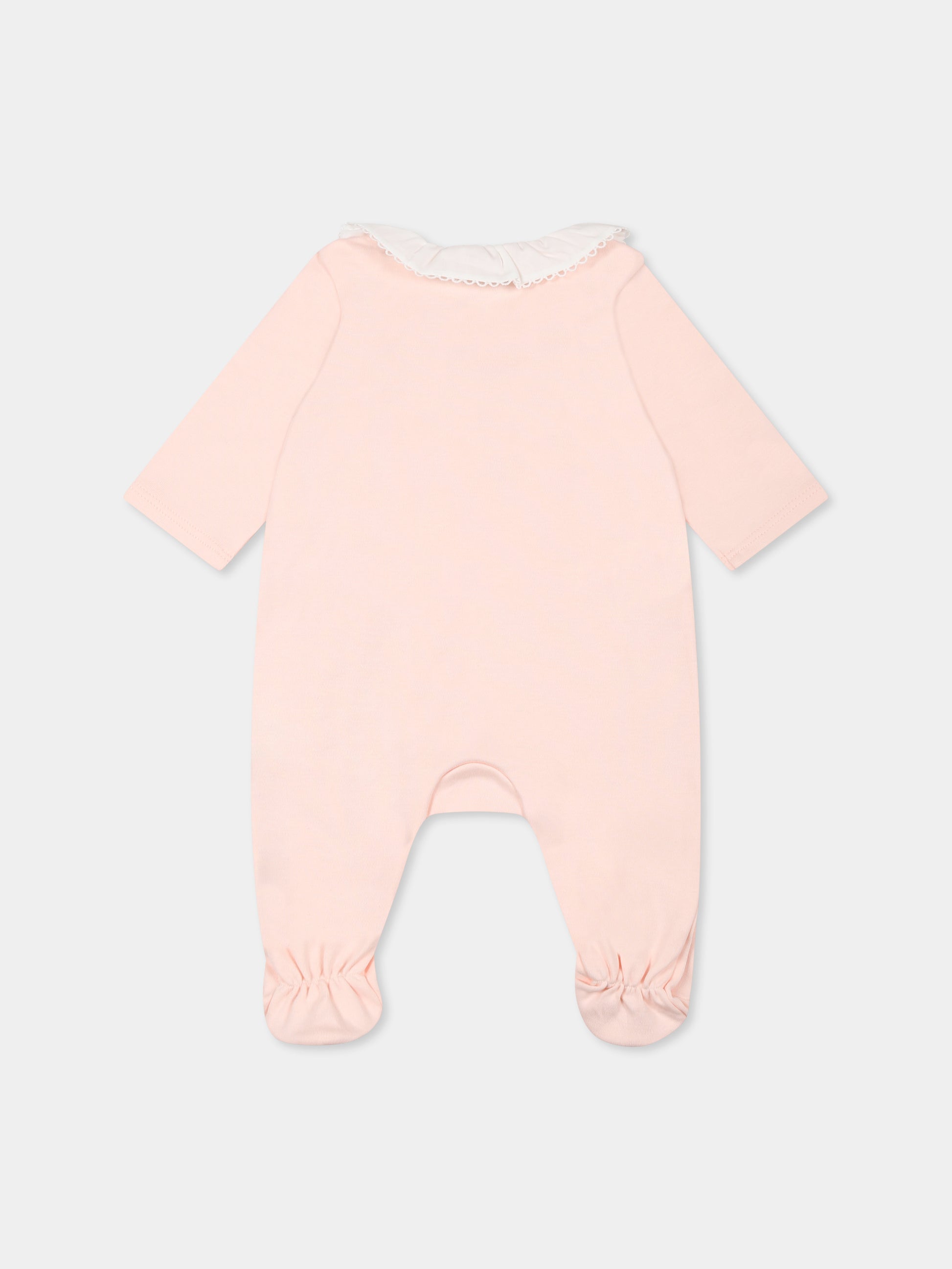 Set tutina rosa pe neonata con logo,Chloé Kids,C20411 45Q