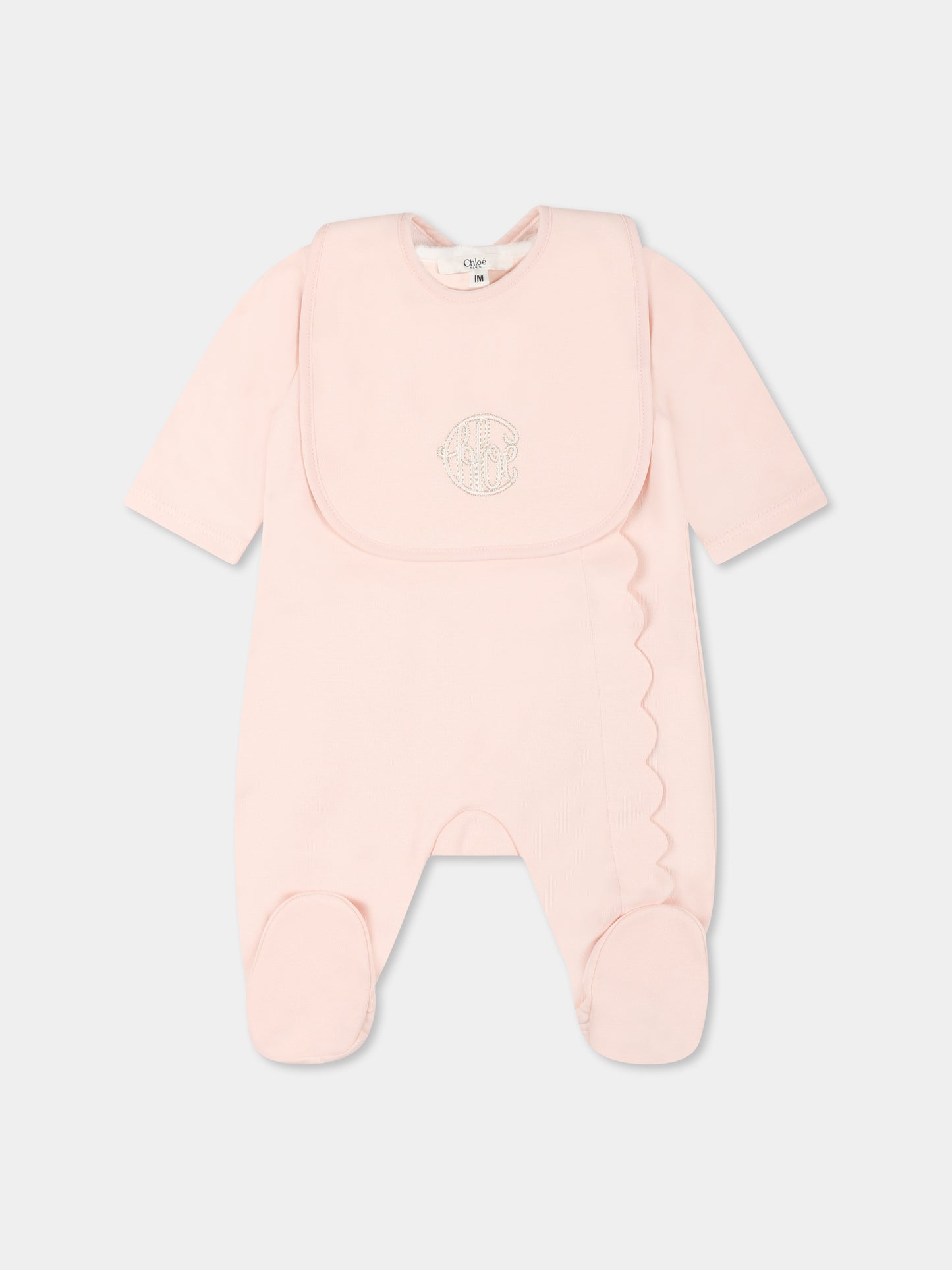 Set rosa per neonata con logo,Chloé Kids,C20416 45Q