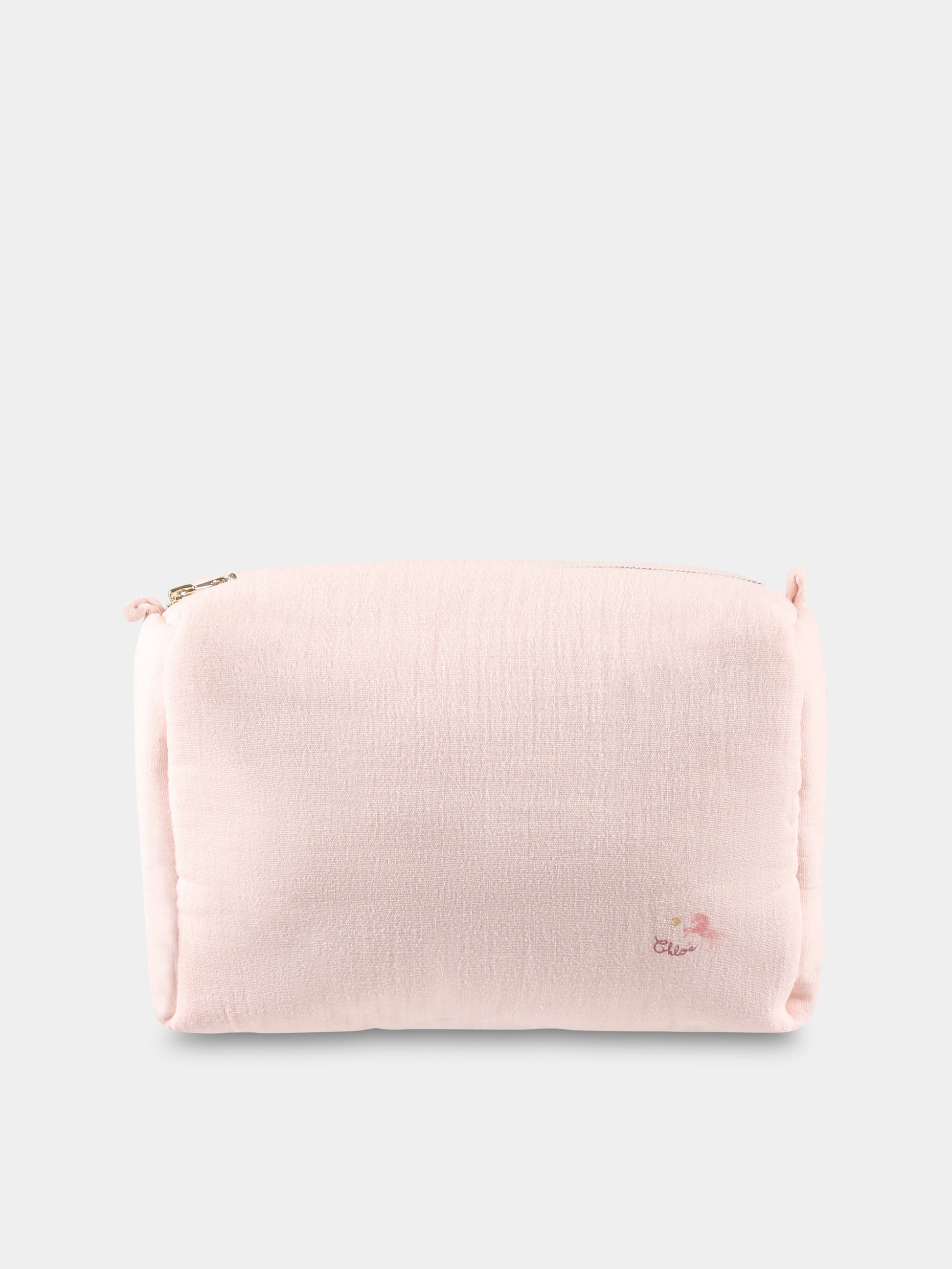 Set pochette rosa per neonata con logo,Chloé Kids,C20561 Z41
