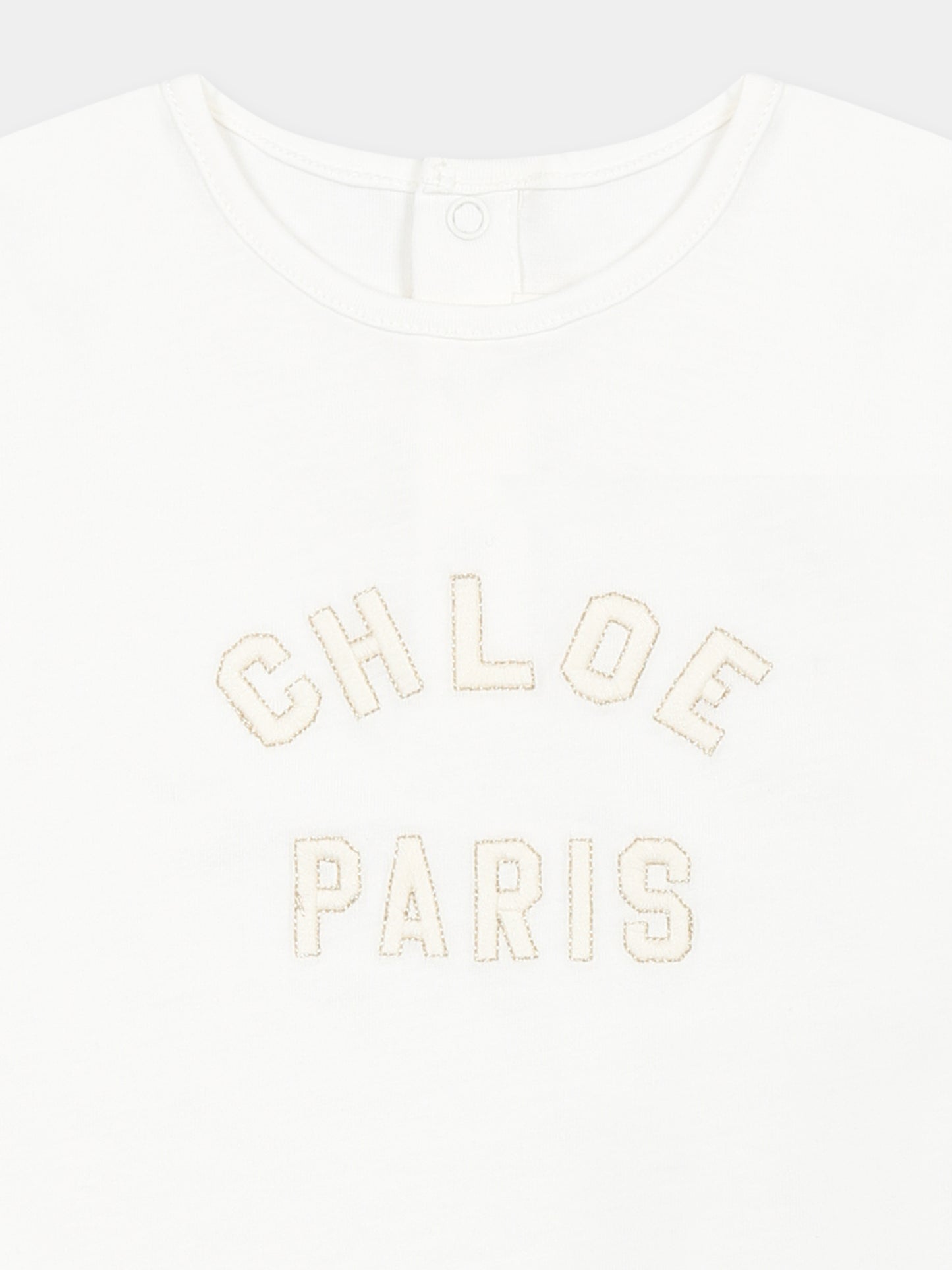 T-shirt bianca per neonata con logo,Chloé Kids,C20525 N81