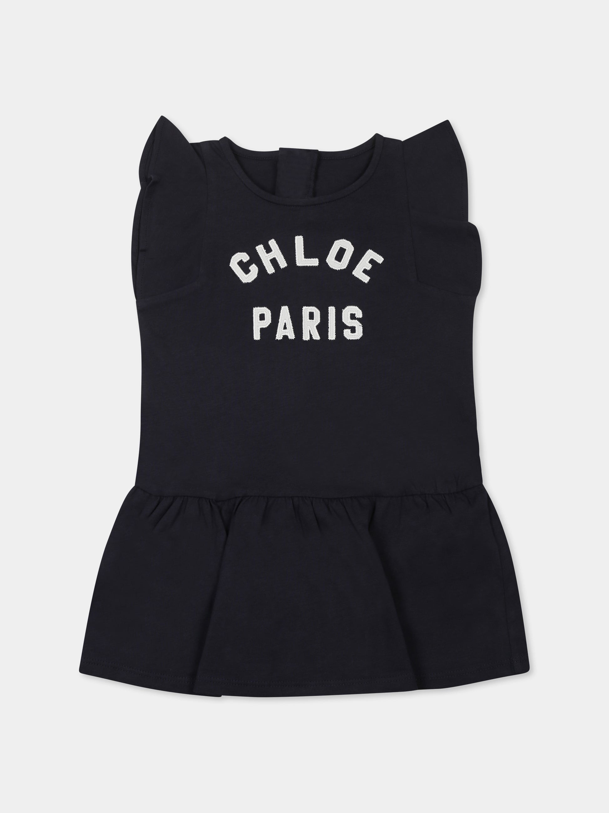 Vestito blu per neonata con logo,Chloé Kids,C20596 859