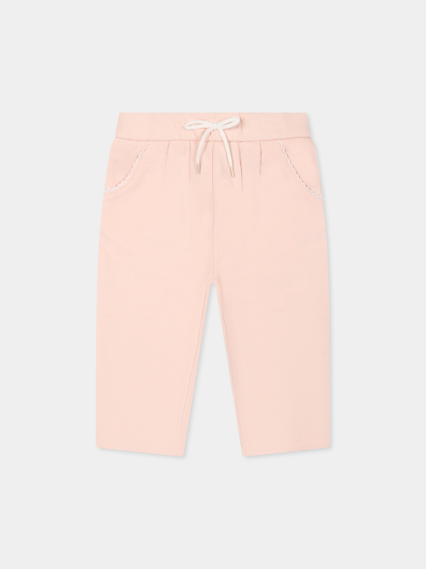 Pantalon rose pour bébé fille avec logo