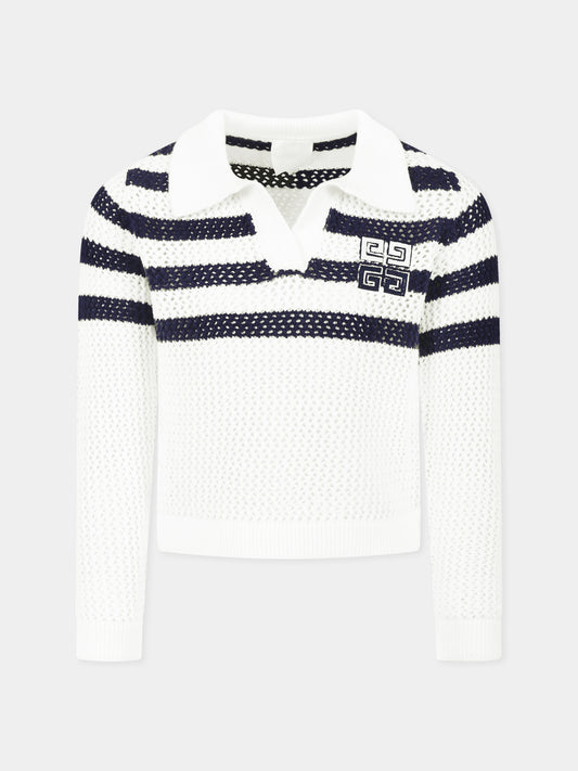 Maglione bianco per bambina con motivo 4G,Givenchy Kids,H30810 Z40