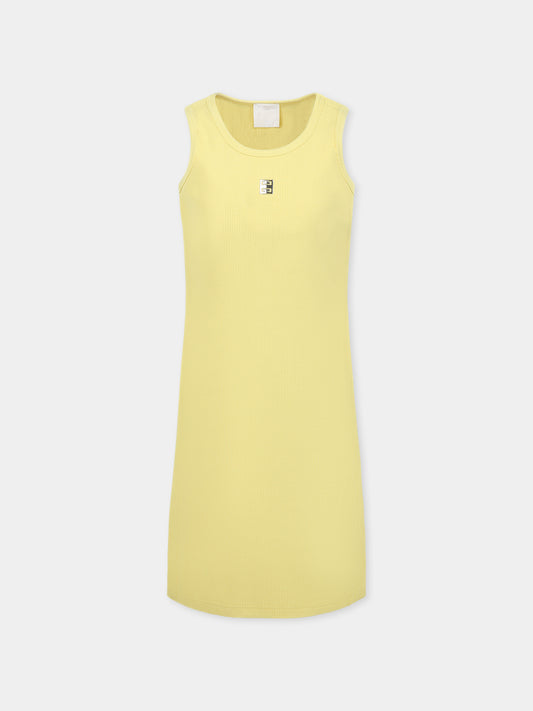 Robe jaune pour fille avec logo