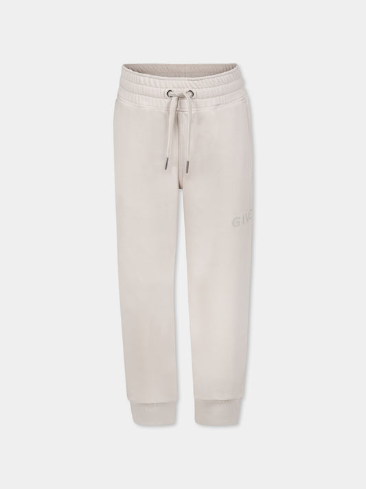 Pantalon beige pour enfants avec logo