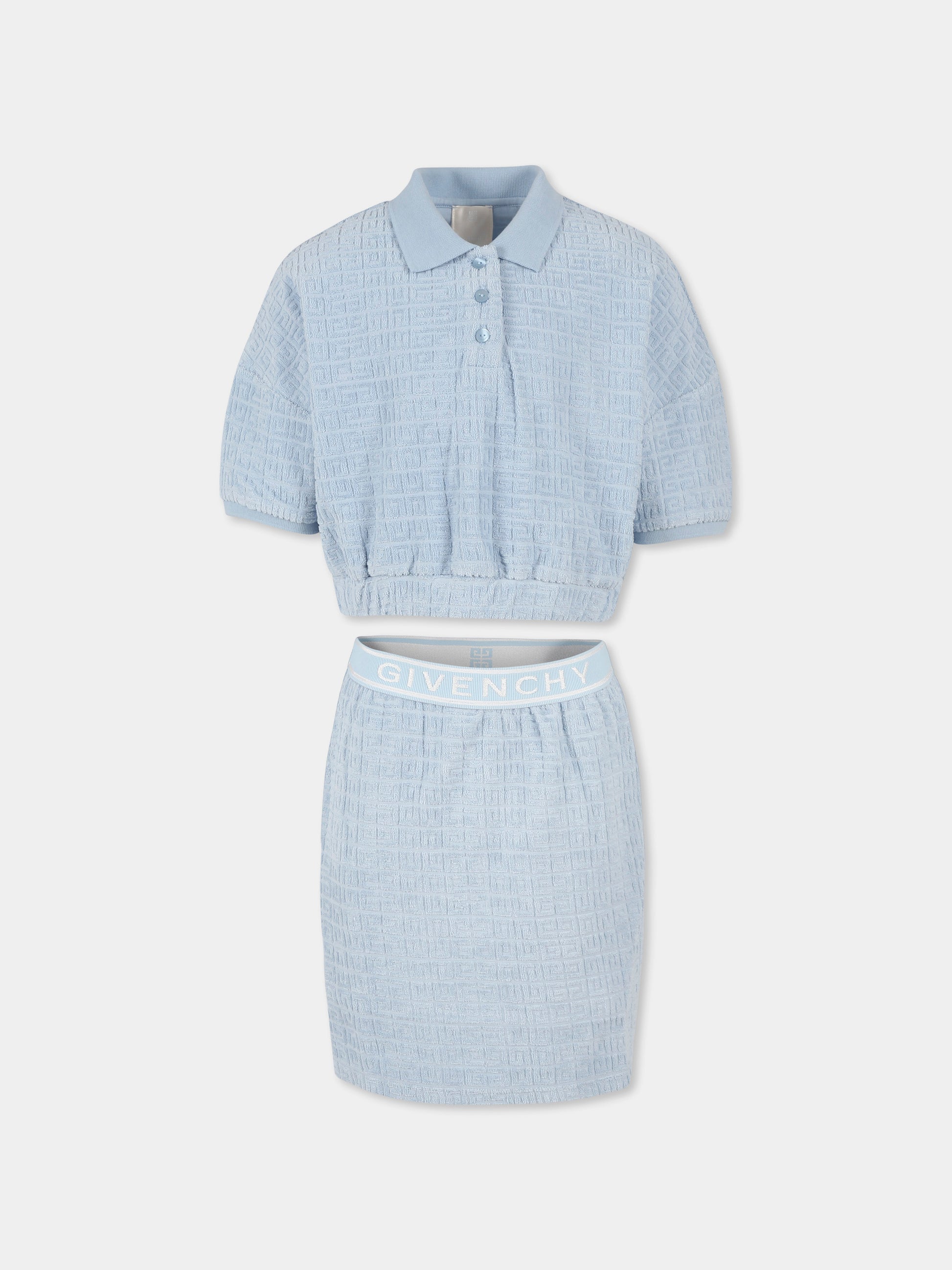 Completo celeste per bambina con motivo 4G,Givenchy Kids,H30838 772