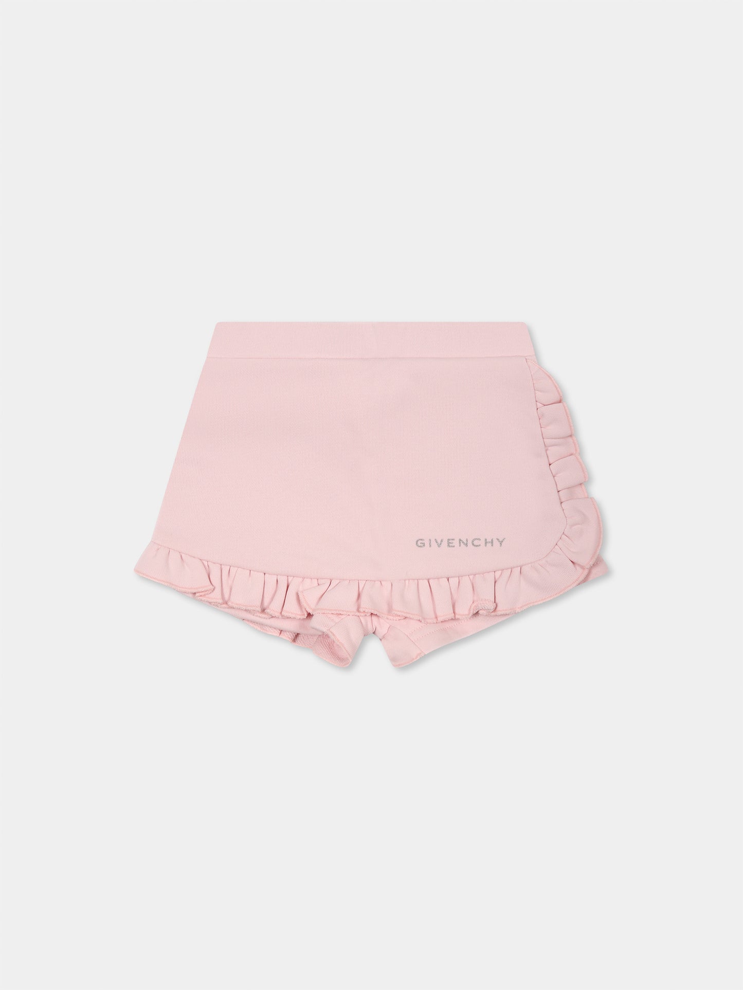 Short rose pour bébé fille avec logo